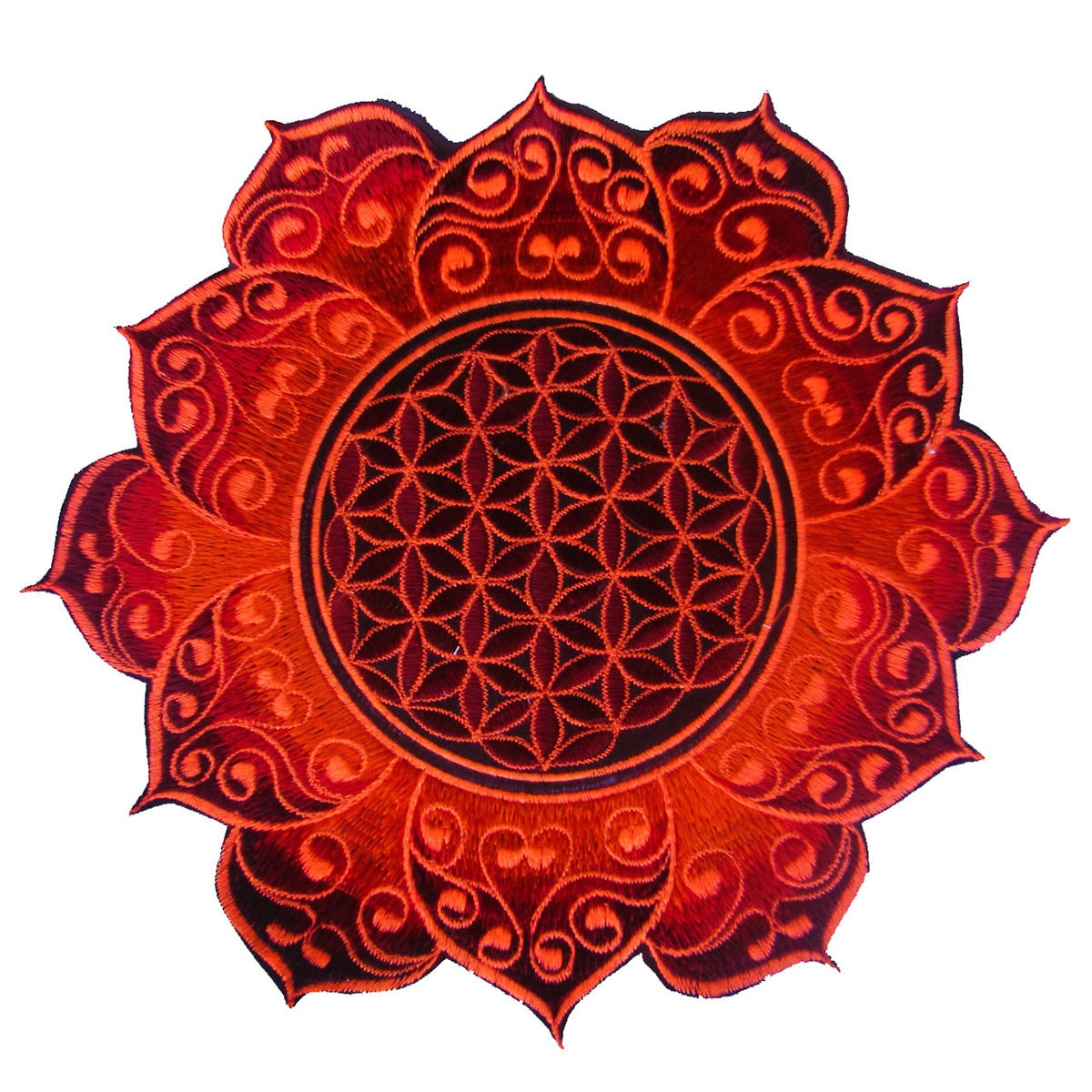 Flower of Life deepred mandala holy geometry psy patch sacred geometry esoterik yantra