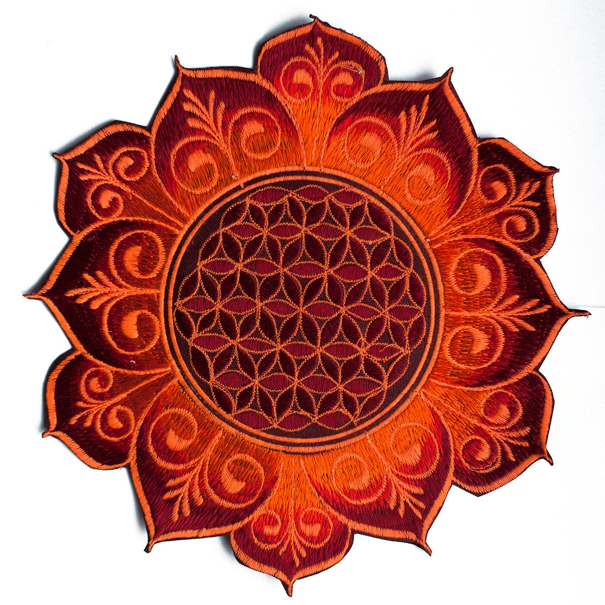 Flower of Life deepred mandala holy geometry psy patch sacred geometry esoterik yantra
