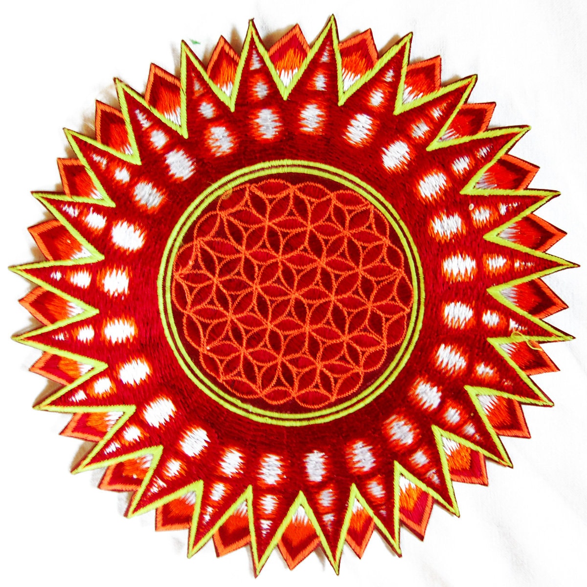 Flower of Life red star patch holy geometry embroidery sacred information art