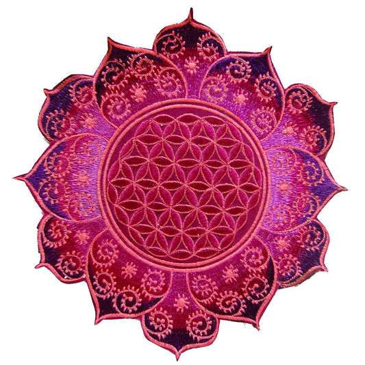 Purple Flower of Life holy geometry patch fractal mandala sacred geometry embroidery art for sew on