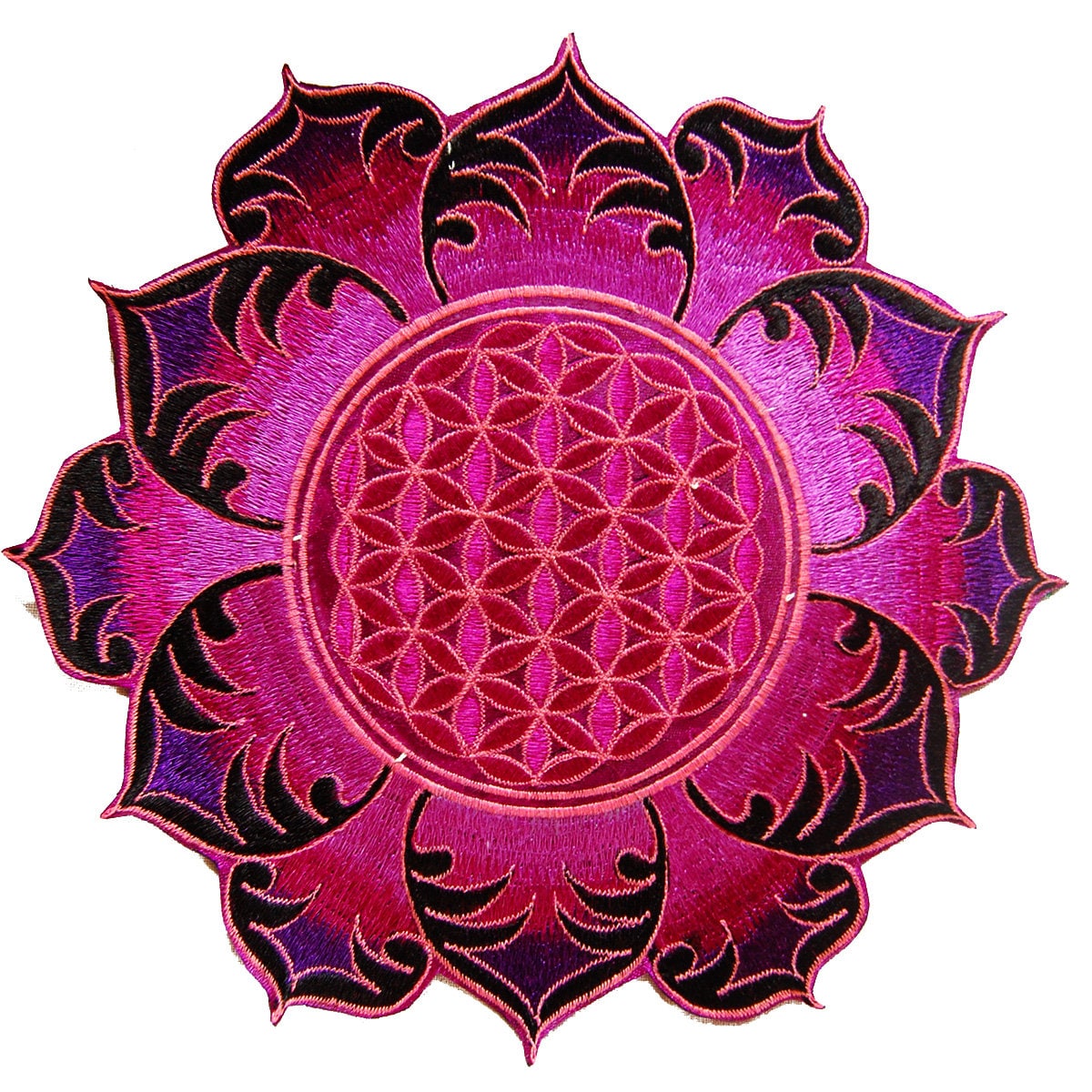 Purple Flower of Life holy geometry patch fractal mandala sacred geometry embroidery art for sew on