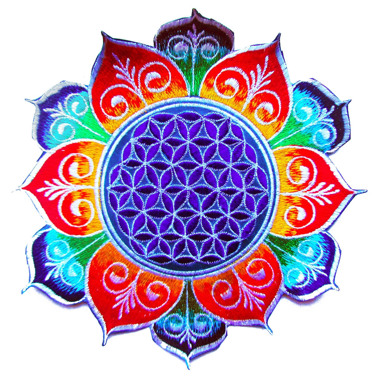 Flower of Life rainbow flower mandala holy geometry patch sacred art