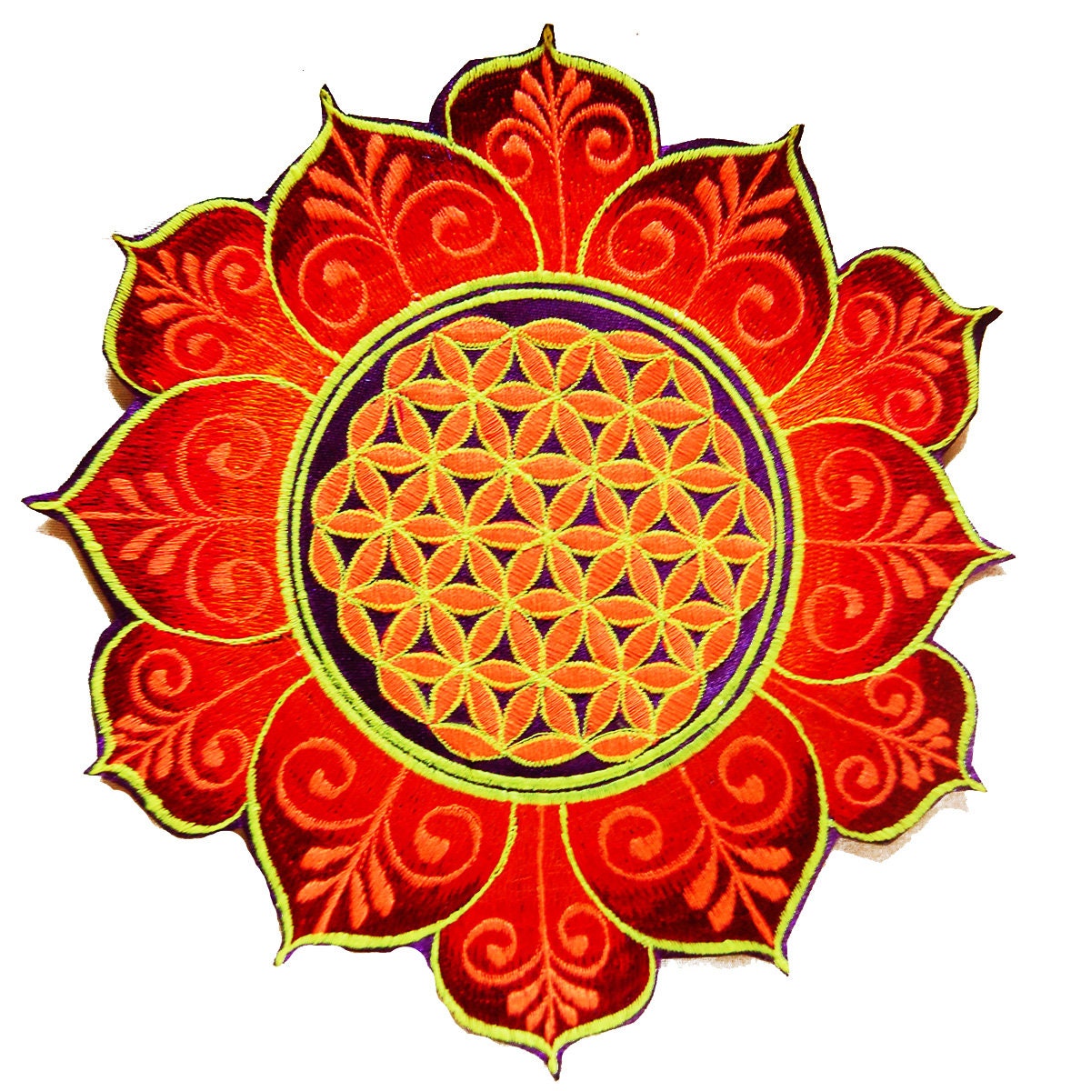 Blacklight Flower of Life patch holy geometry sacred geometry yantra
