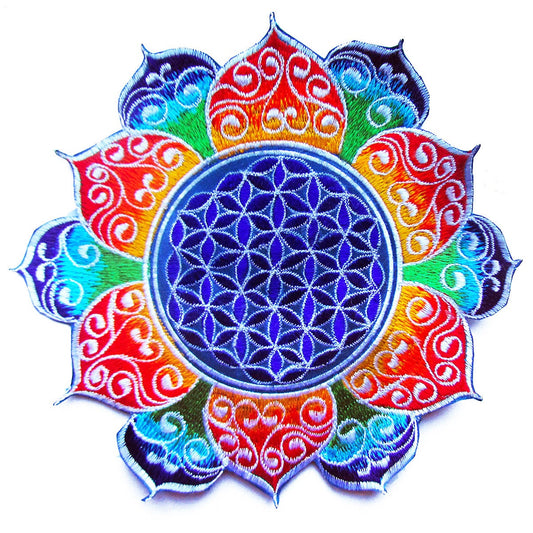 celtic Flower of Life rainbow mandala holy geometry patch sacred art