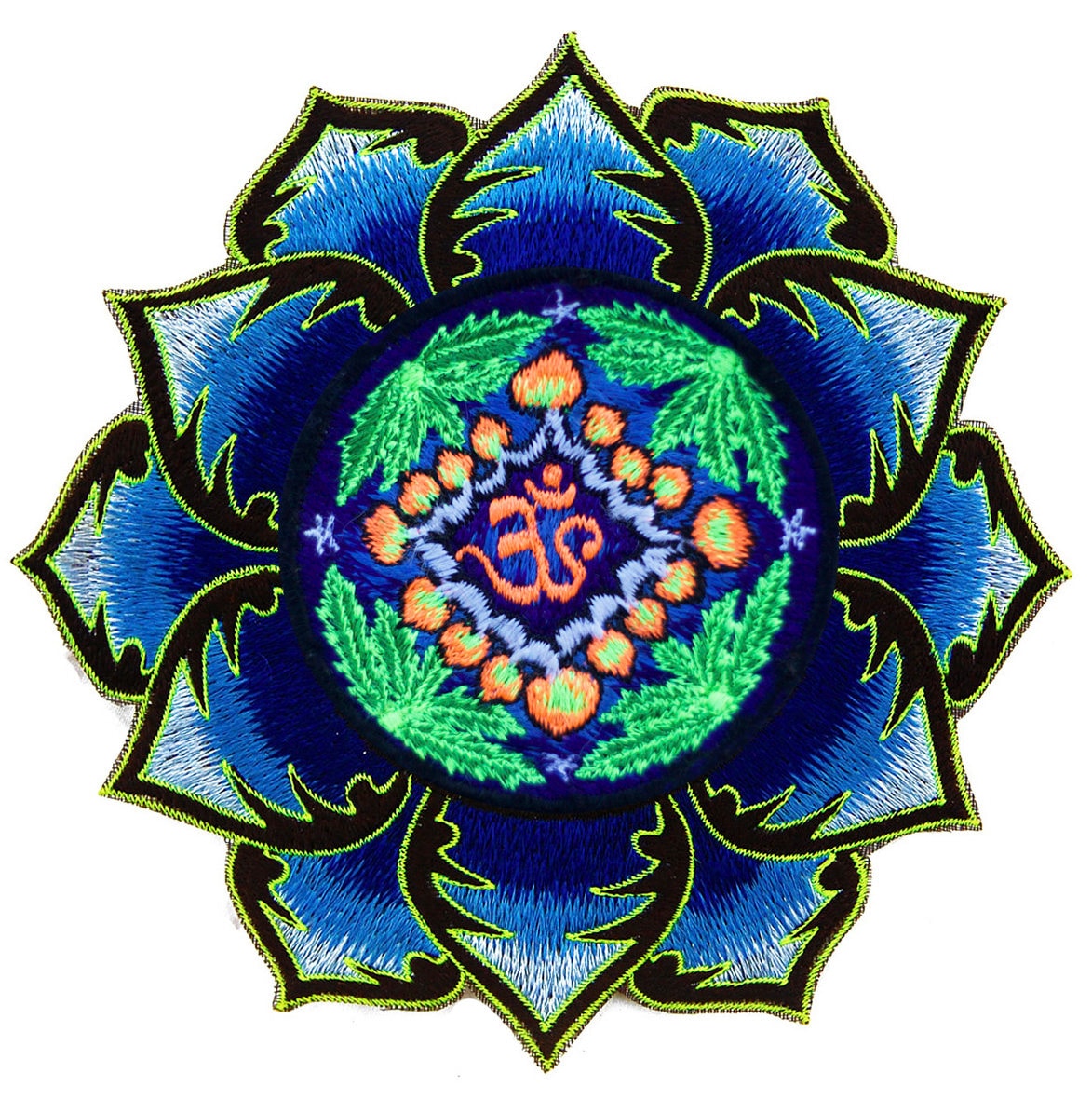 AUM Weed Magic Mushroom Mandala Patch Psychedelic Psilocybin Shroom psy blacklight glowing embroidery art