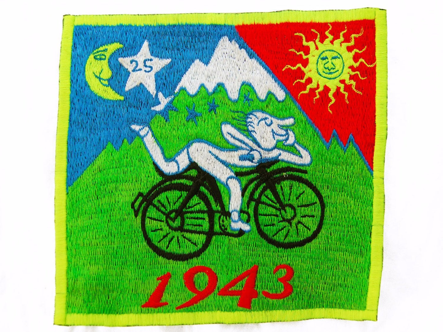 Original Bicycle Day T-Shirt LSD Albert Hofmann art handmade embroidery no print psychedelic goa tshirt hippie shirt