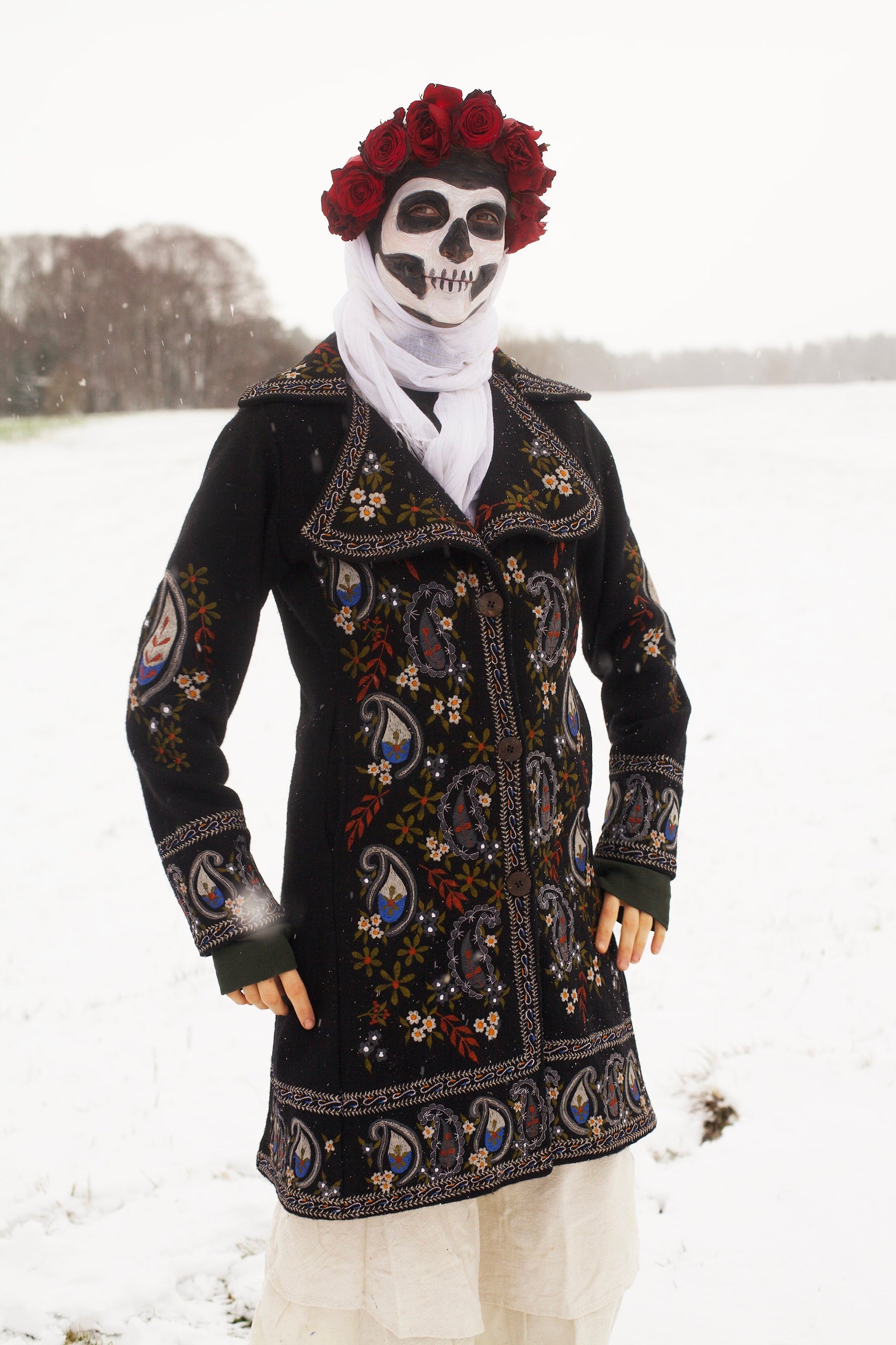 Winterland Flower Power coat psychedelic completely handmade embroidery warm jacket