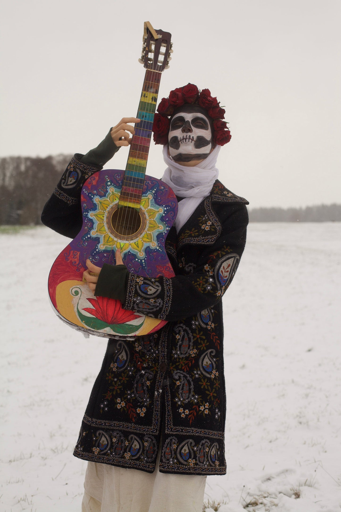 Winterland Flower Power coat psychedelic completely handmade embroidery warm jacket