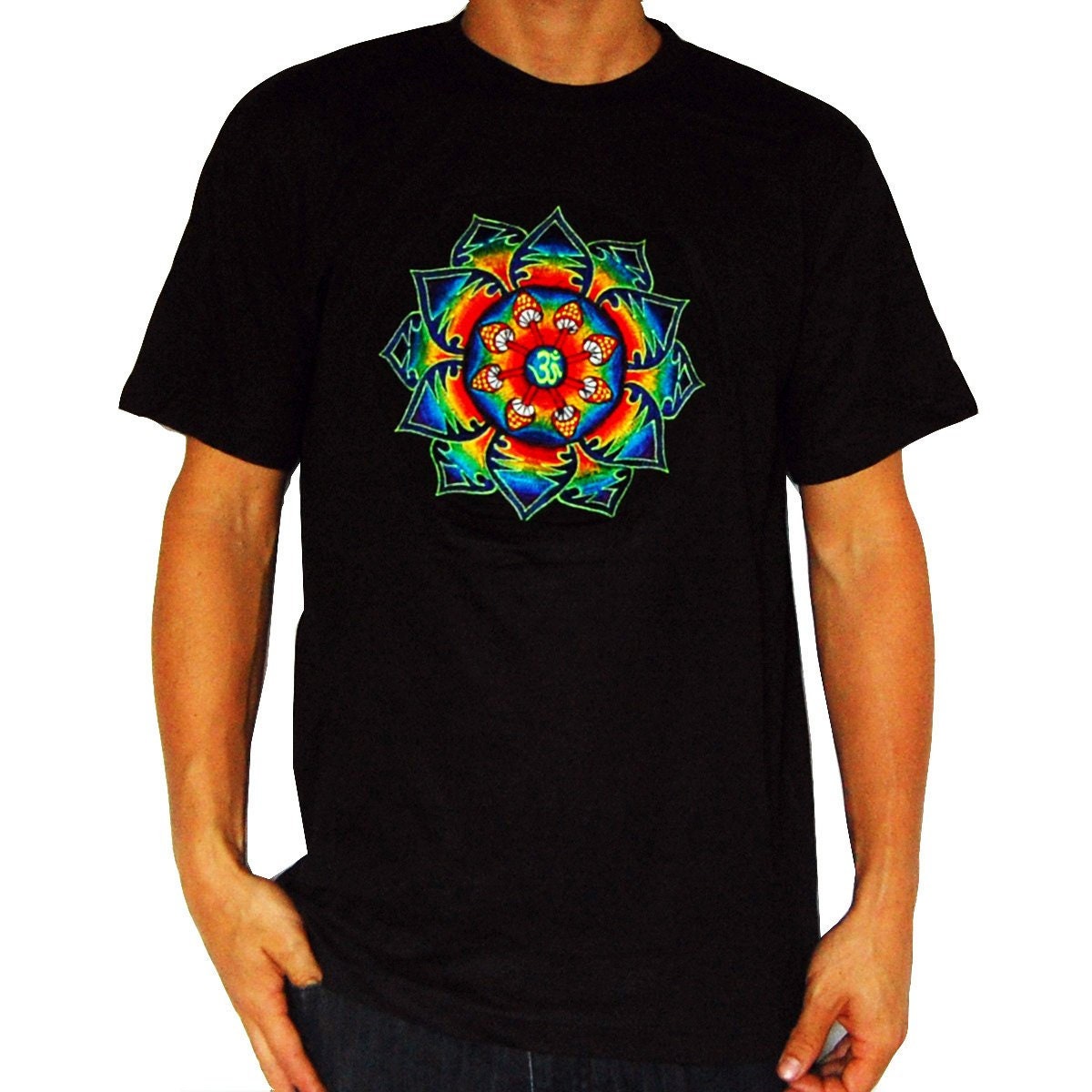 Mushroom AUM T-Shirt psilos psychedelic no print goa t-shirt