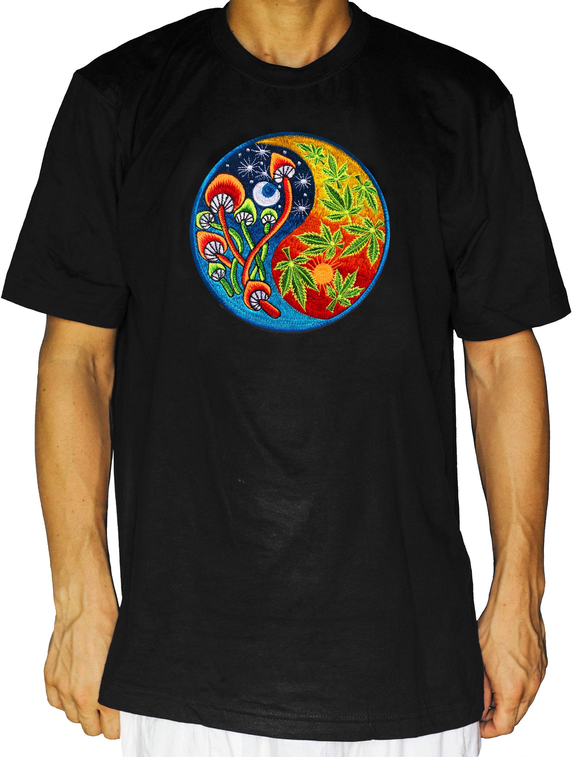 Psychedelic Ying Yang T-Shirt Cannabis weed magic mushroom Mandala yantra goa tshirt psy trance THC sun psilocybin moon shirt