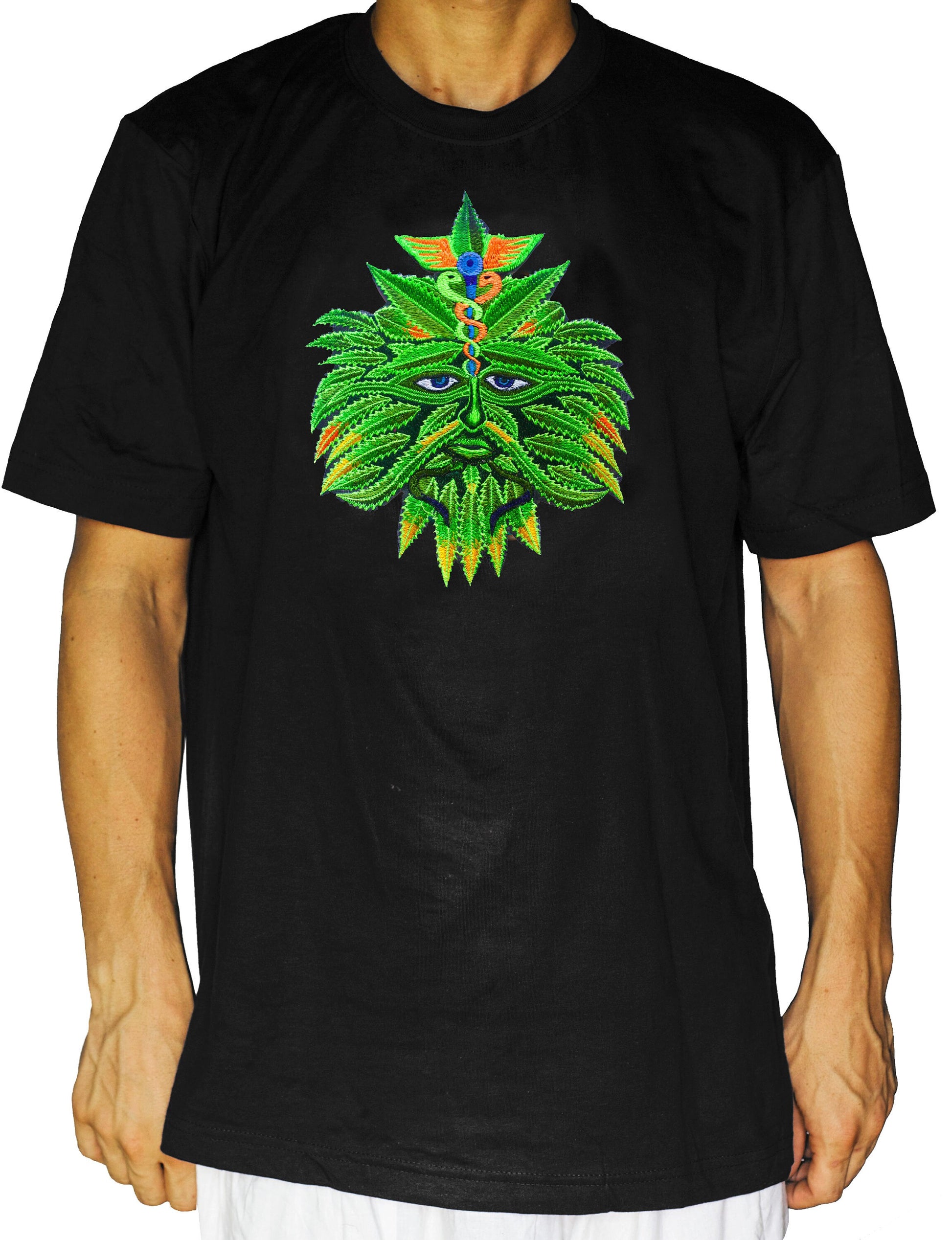 Medical Marihuana T-Shirt hippie weed goa tshirt psychedelic goa trance THC spirit weed healing hemp embroidery shirt