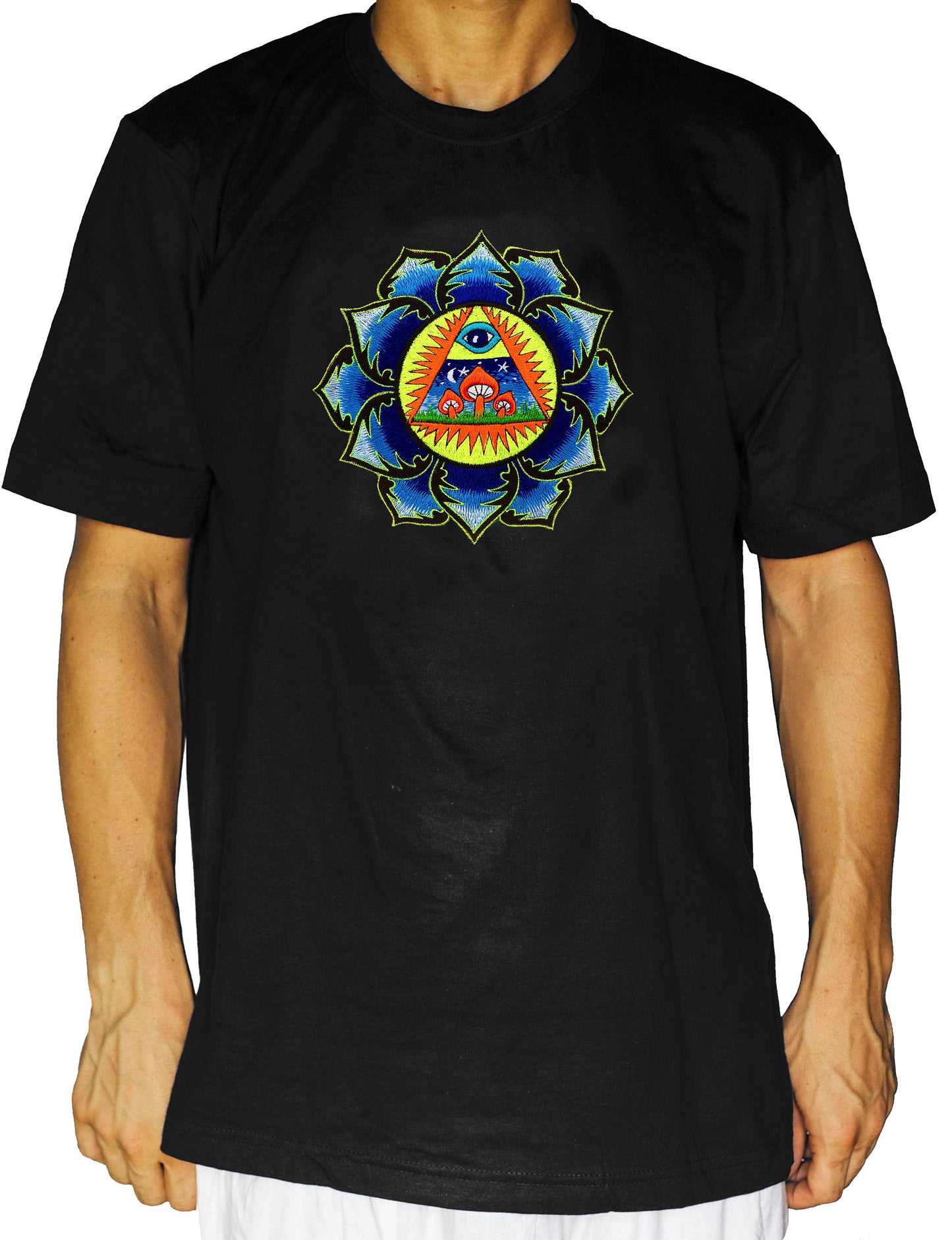 Illuminati Mushrooms T-Shirt allseeing psilo eye psychedelic no print goa t-shirt