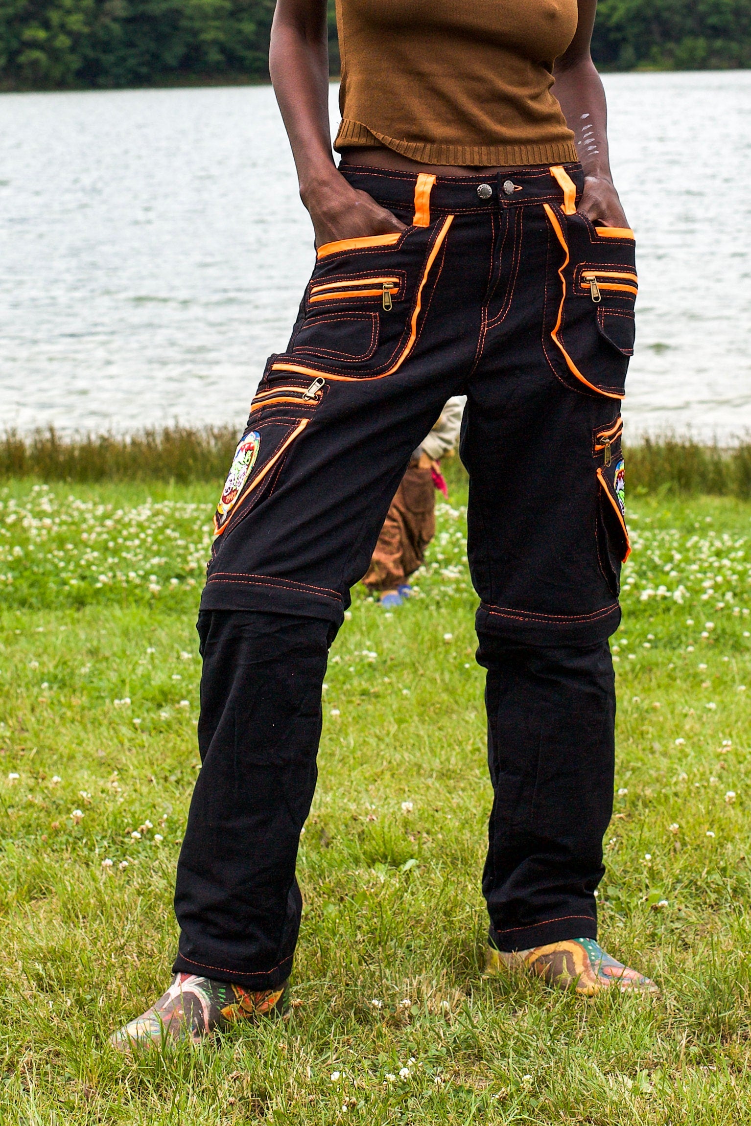 2in1 LSD Long and Short Pants - Albert Hofmann Bicycleday cult mandala shorts 9 pockets custom size handmade long and short pants in one