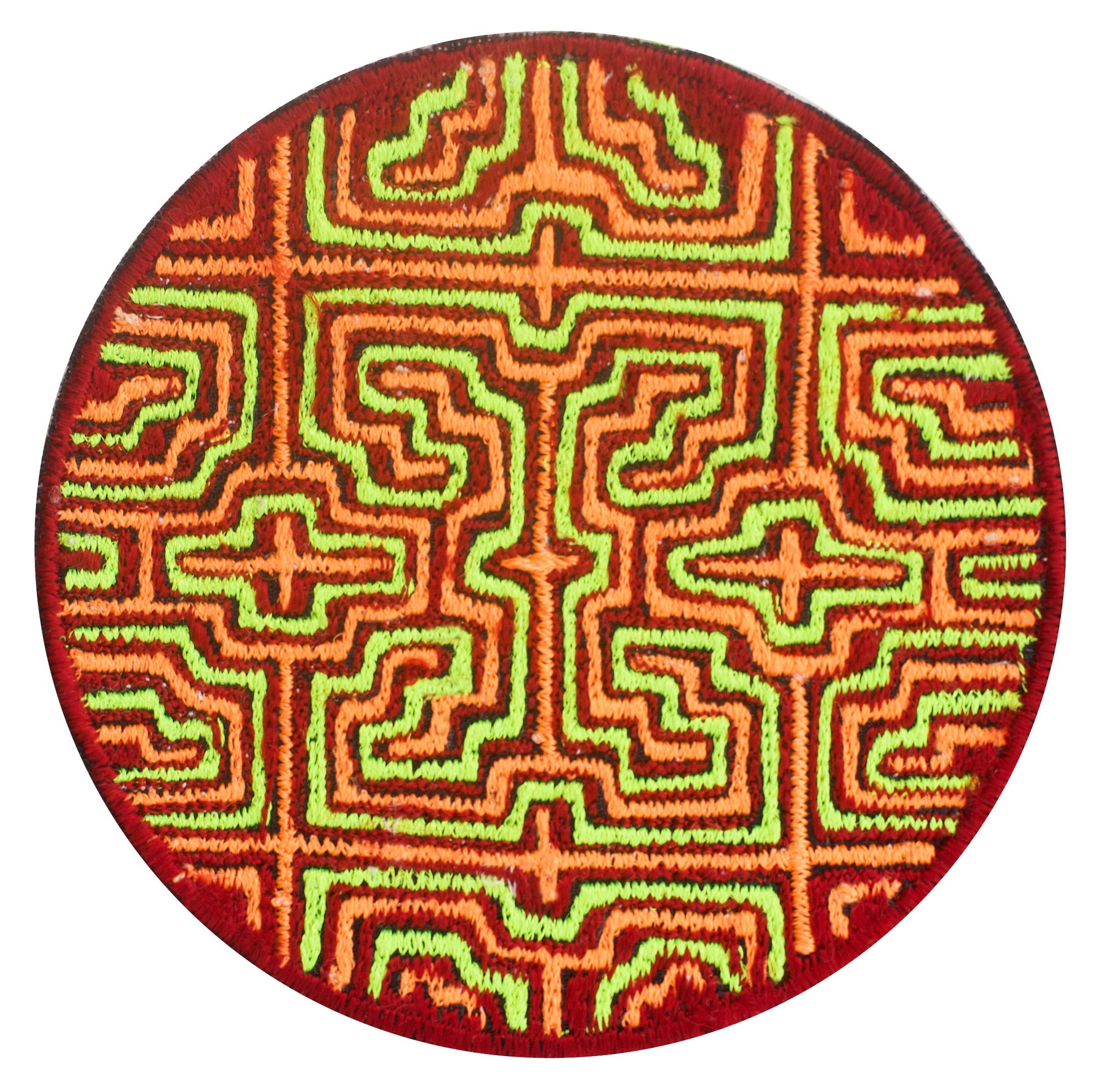 Ayahuasca patch visionary DMT indigene artwork embroidery with UV blacklight glowing effect colors for sew on Shipibo Conibo art