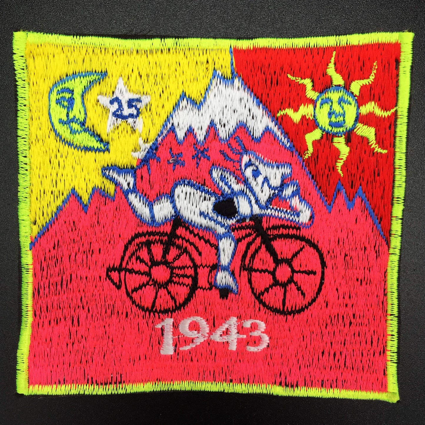 Bicycle Day Patch UV pink Albert Hofmann 1943 LSD Psychedelic Hippie Leary 3.5 inch embroidery for sew on goa trance festival wear outfit