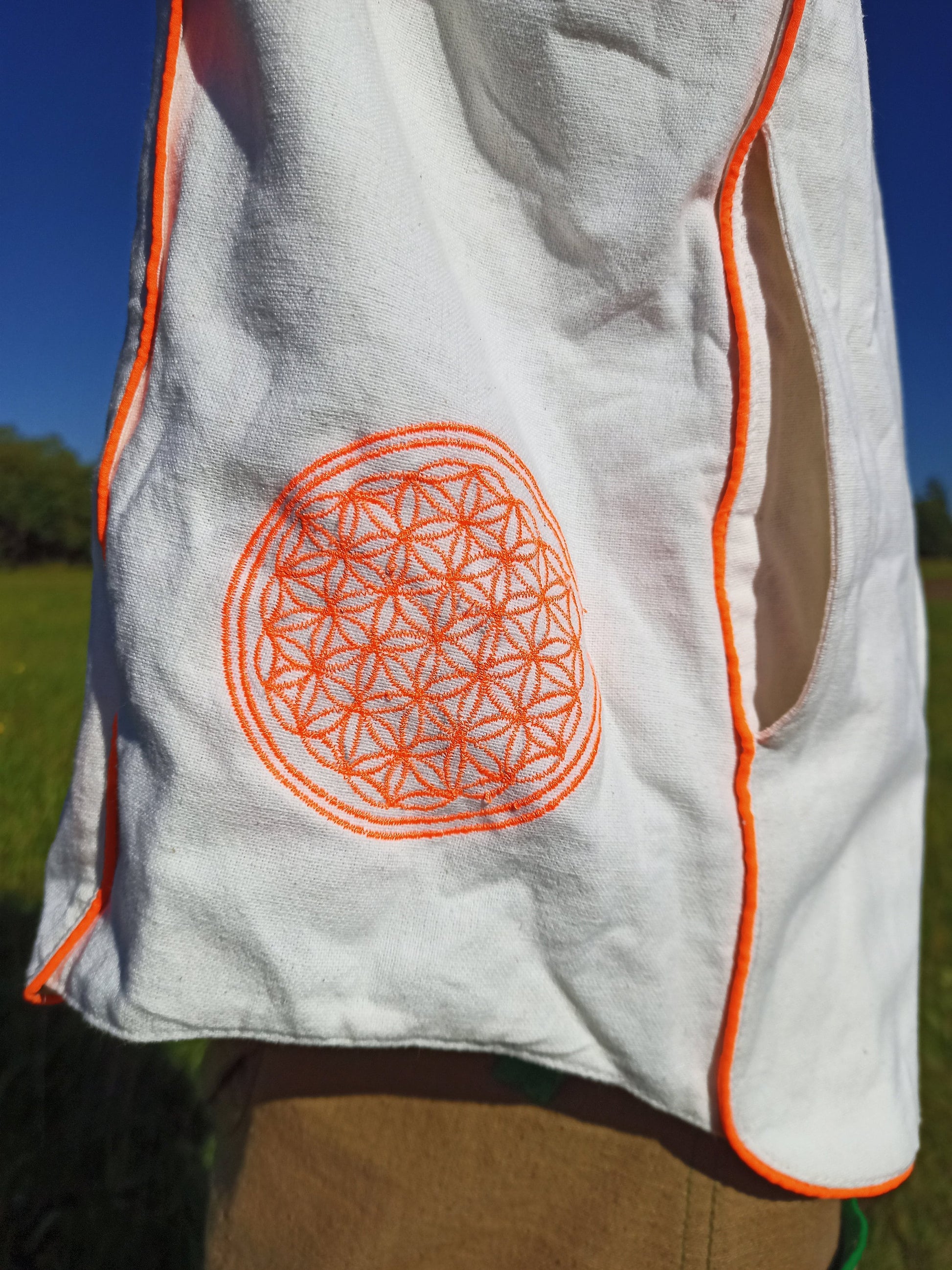 UV Ganesha AUM Jacket - handmade in your size on order - UV blacklight active with secret zip lock inside pocket Goa Trance Psychedelic wear