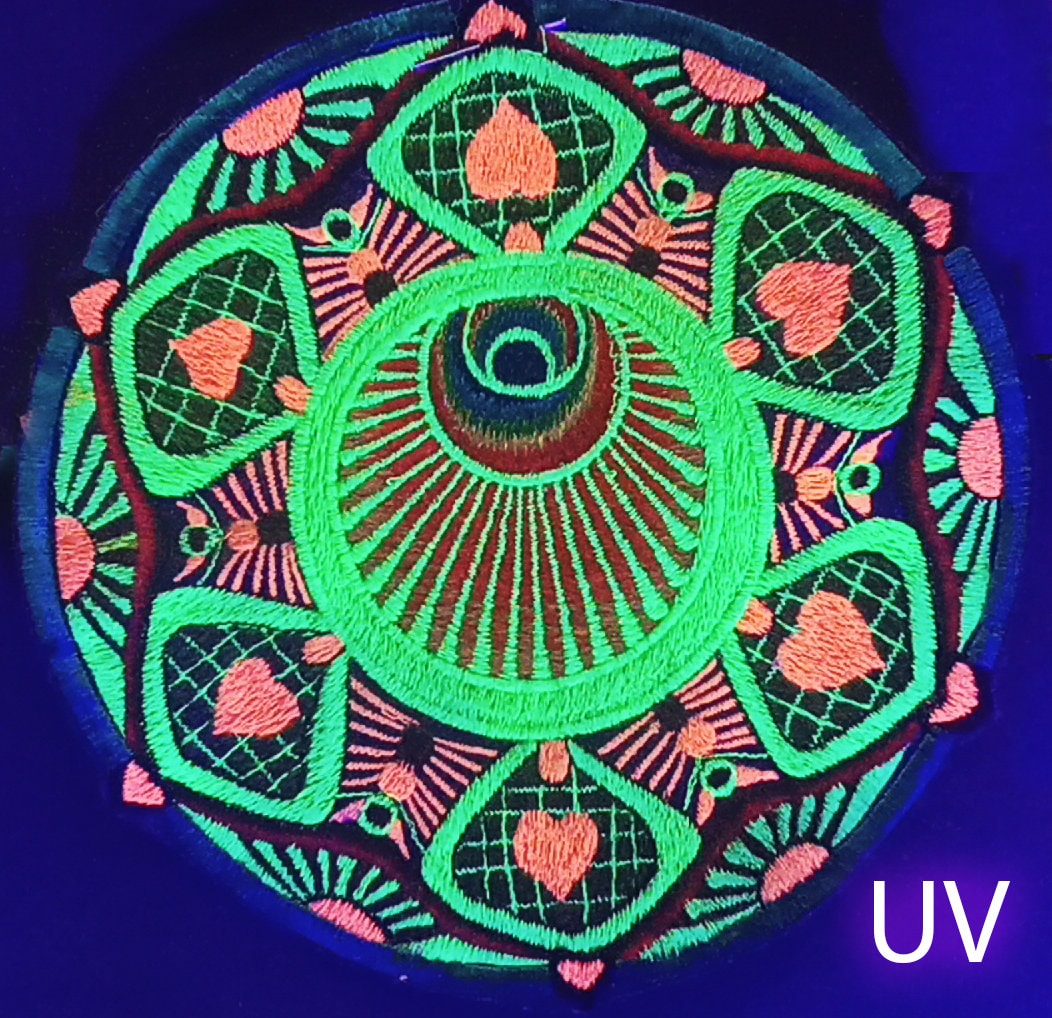 The Sunrise Angel crop circle mandala rainbow fractal ufo mystery sacred geometry protection spirit blacklight glowing psychedelic art