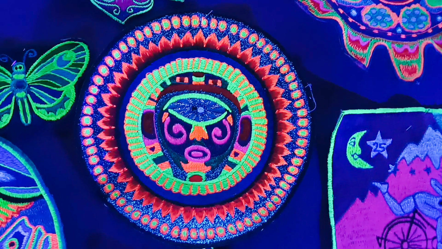Sun Ra Patch Psychedelic Glitter Consciousness Oneness Eye Embroidery Patch Psytrance Goatrance Blacklight Glowing Art