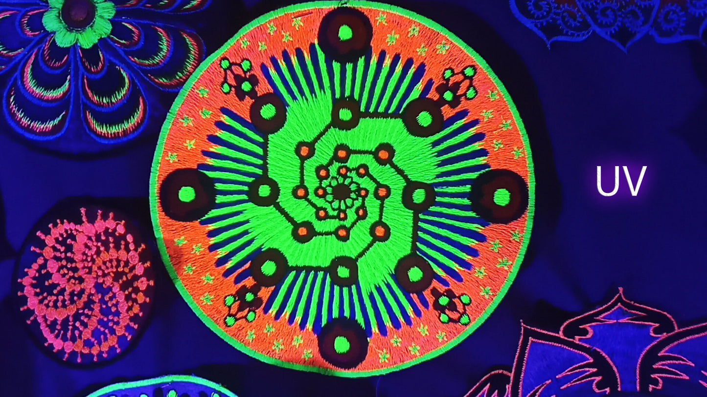 Psychedelic Space patch blacklight glowing hyperspace embroidery
