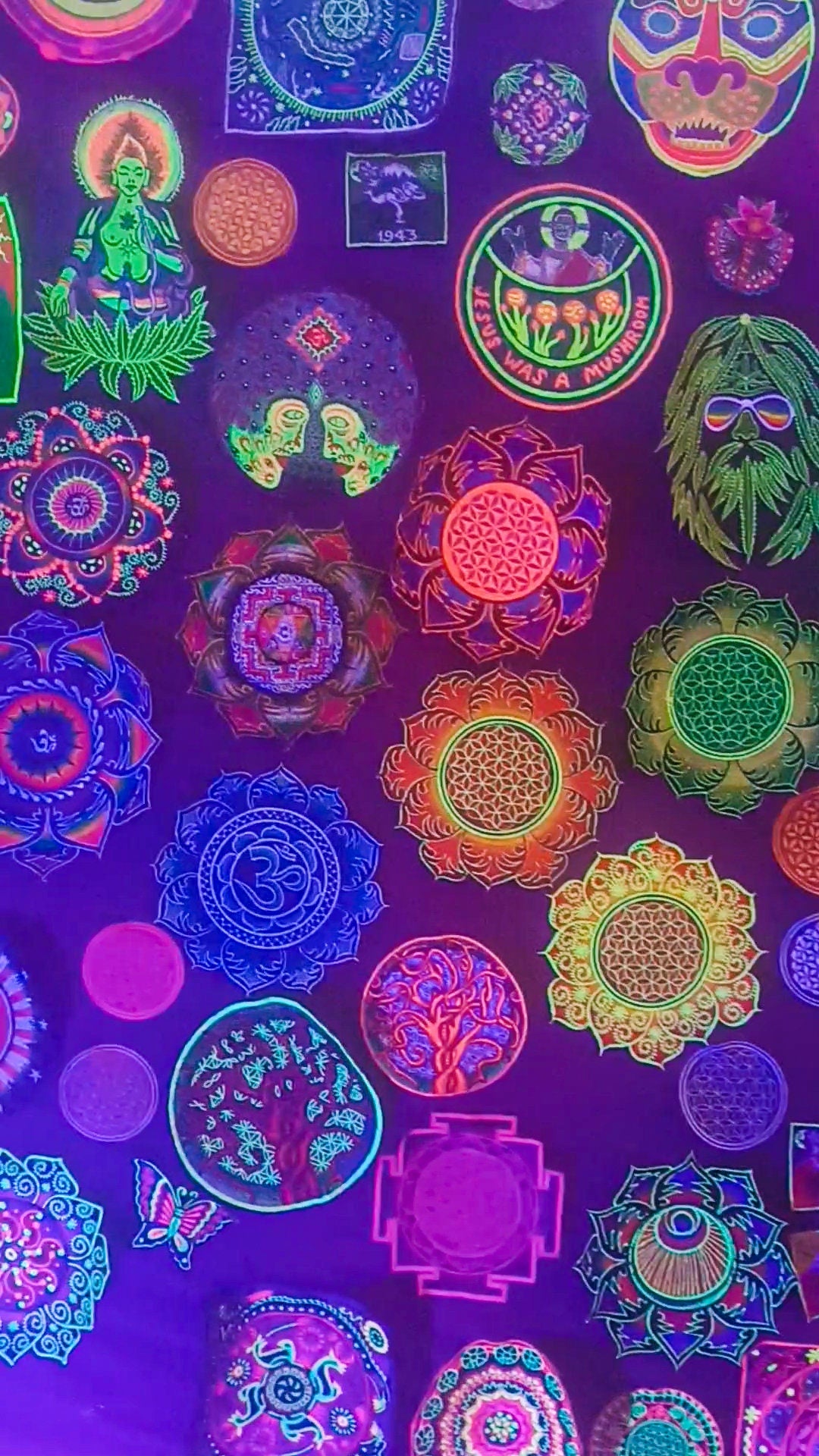 fractal Flower of Life red mandala holy geometry patch sacred art