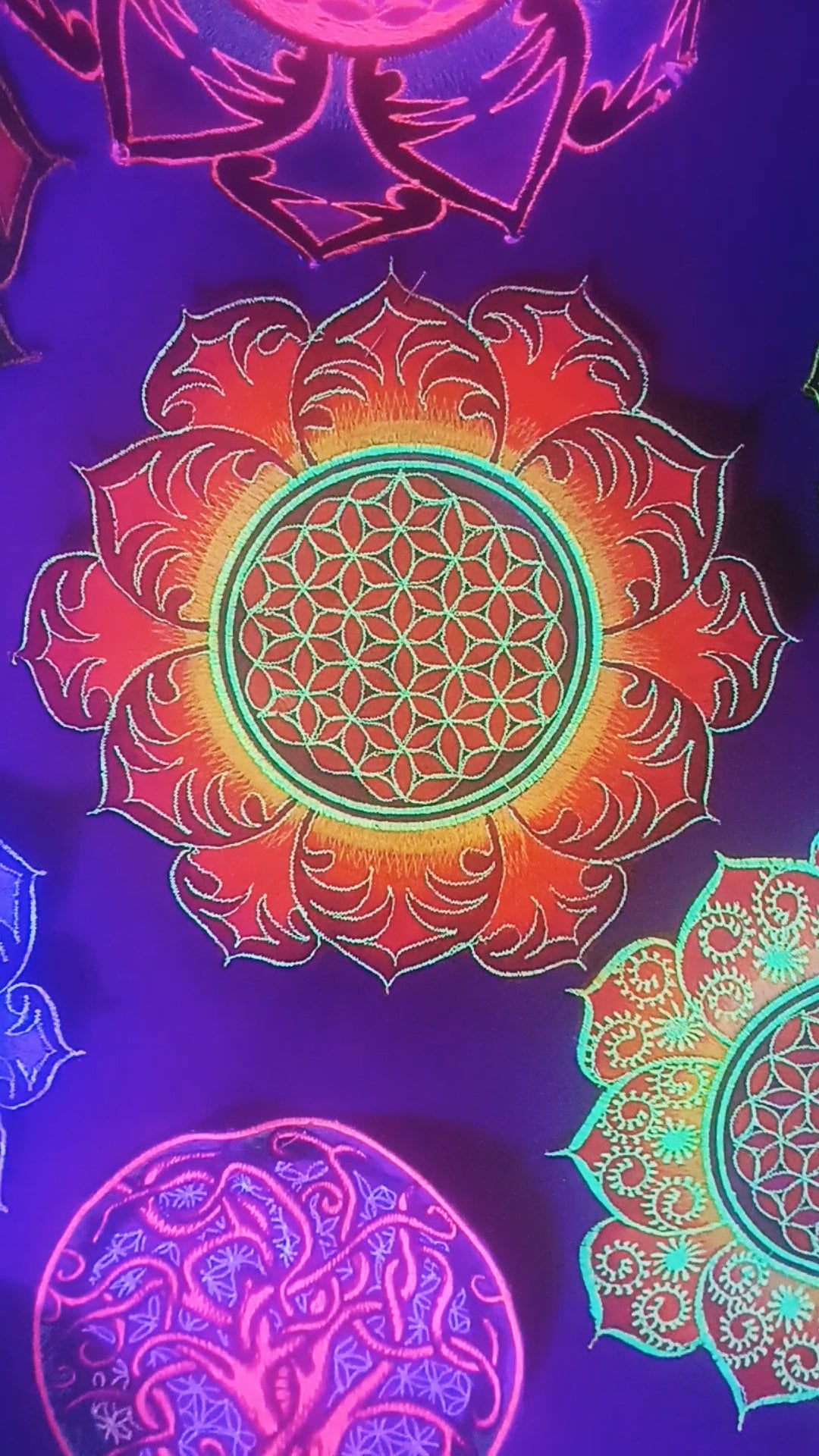 Flower of Life red mandala holy geometry patch sacred art