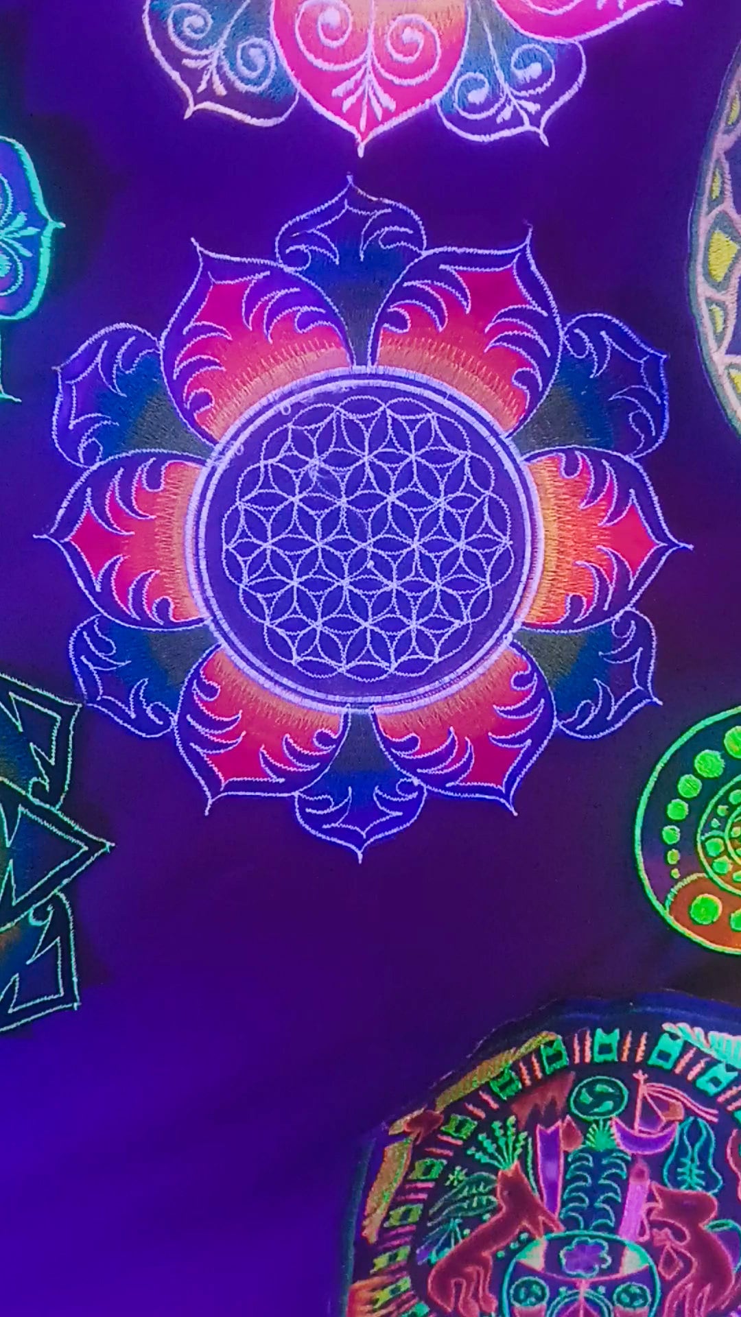 Flower of Life rainbow mandala holy geometry patch sacred art