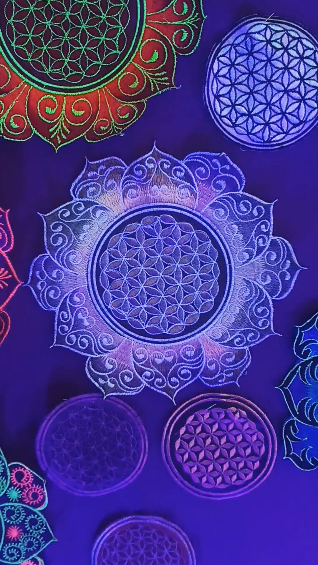 White gray Flower of Life celtic mandala holy geometry patch sacred geometry art for sew on