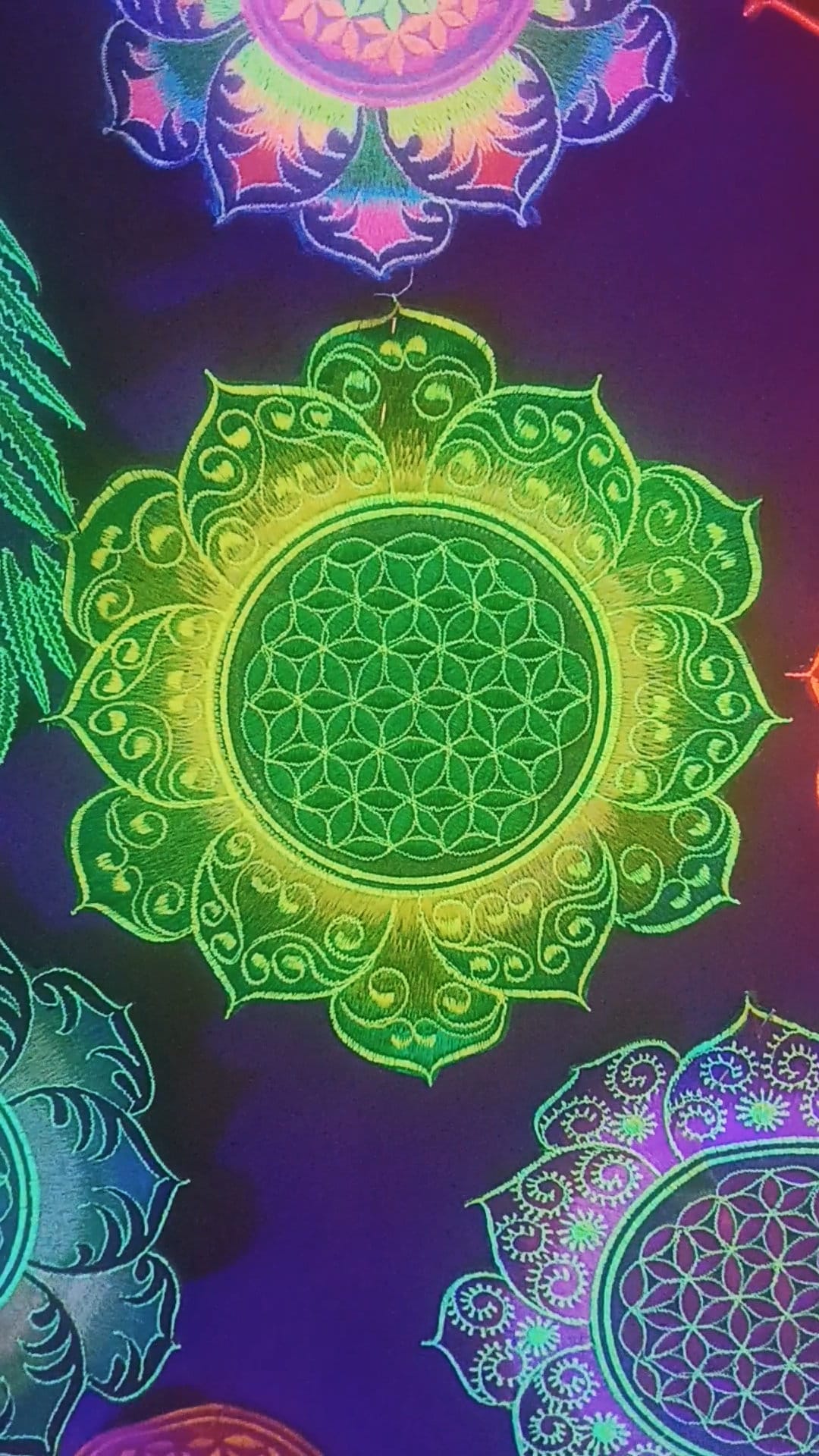 celtic Flower of Life green mandala holy geometry patch sacred art