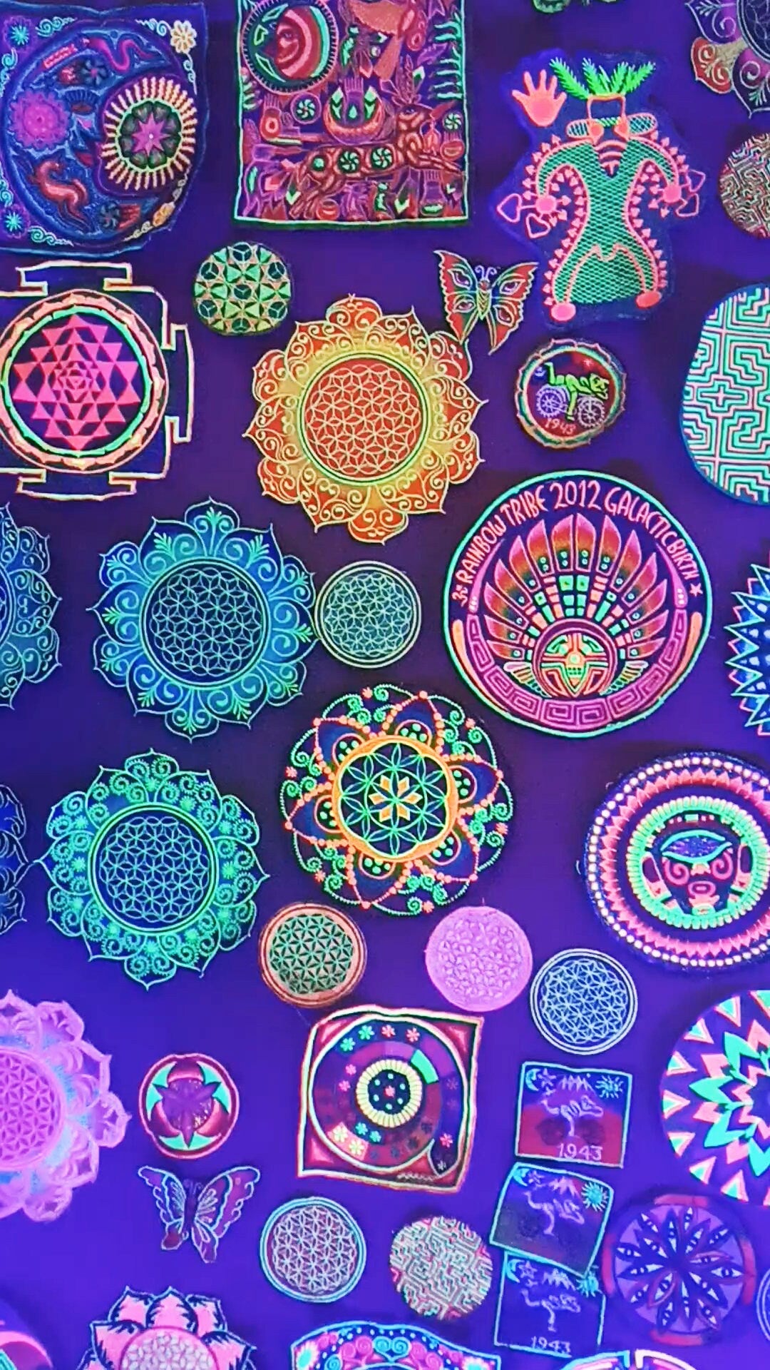 blue Flower of Life caleidoscope mandala holy geometry patch sacred art