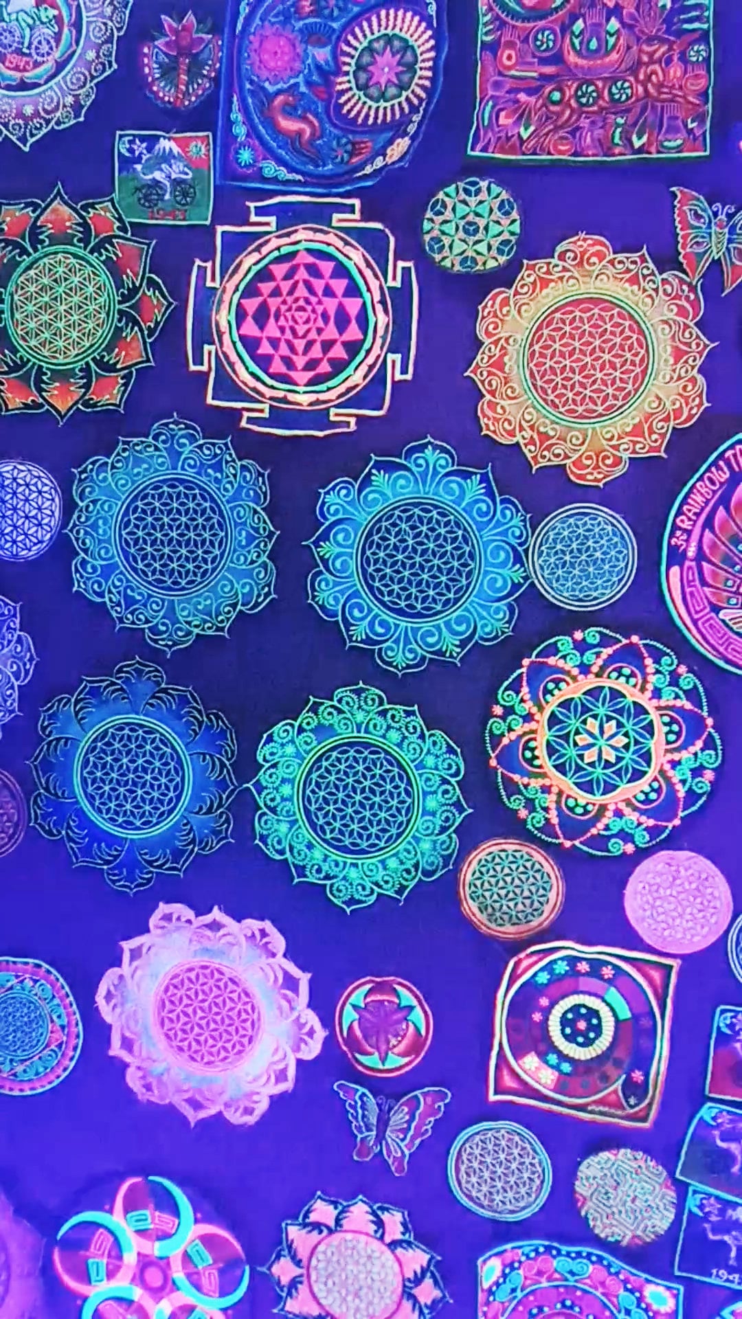 blue Flower of Life celtic mandala holy geometry patch sacred art