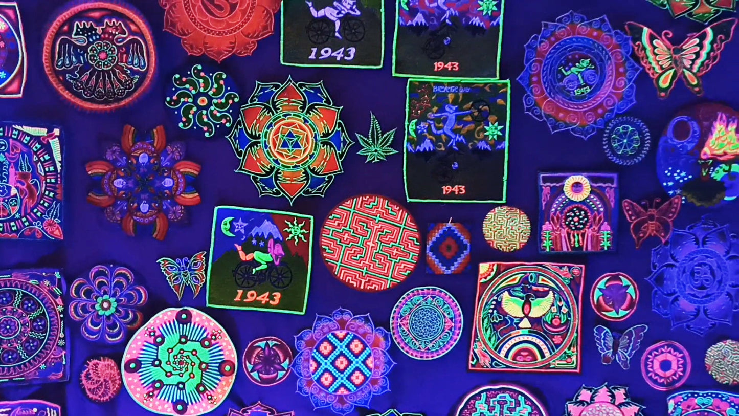 Rainbow Flymushroom Mandala Goa Patch Psychedelic Magic Mushroom Hippie Embroidery Visionary Art for sew on Psilocybin Shrooms