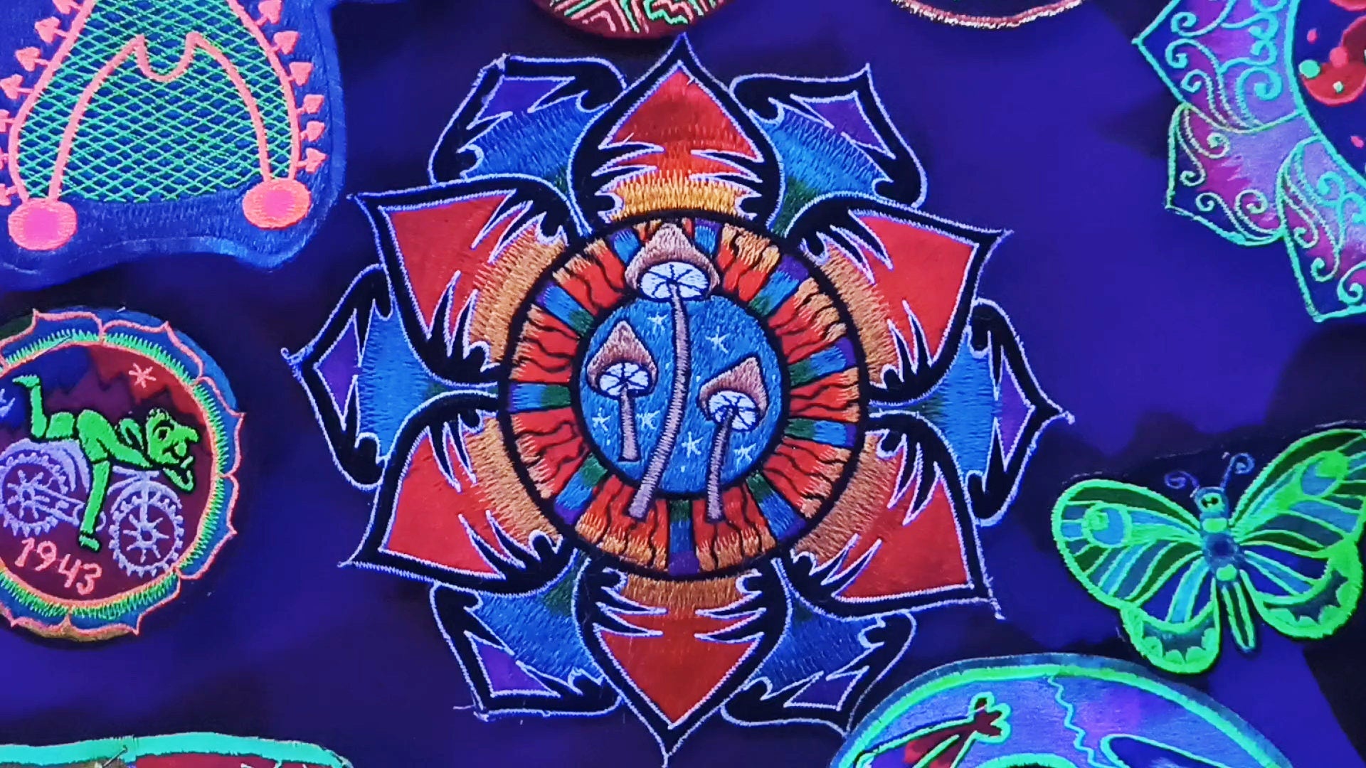 Rainbow Mushroom Mandala Patch Psychedelic Psilocybin Shroom Yantra embroidery