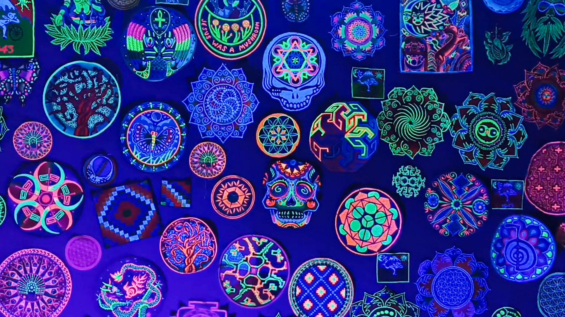 Seed of Life medium patch small size blacklight active crop circle sacred geometry healing mandala blacklight glowing yantra