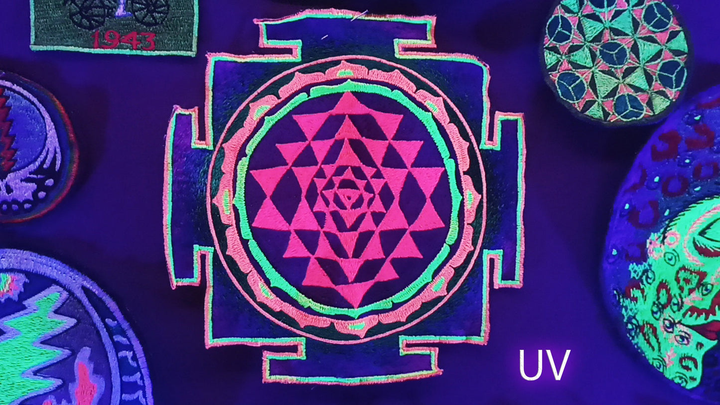 Shri Yantra T-Shirt - sacred healing yantra from india handmade embroidery no print