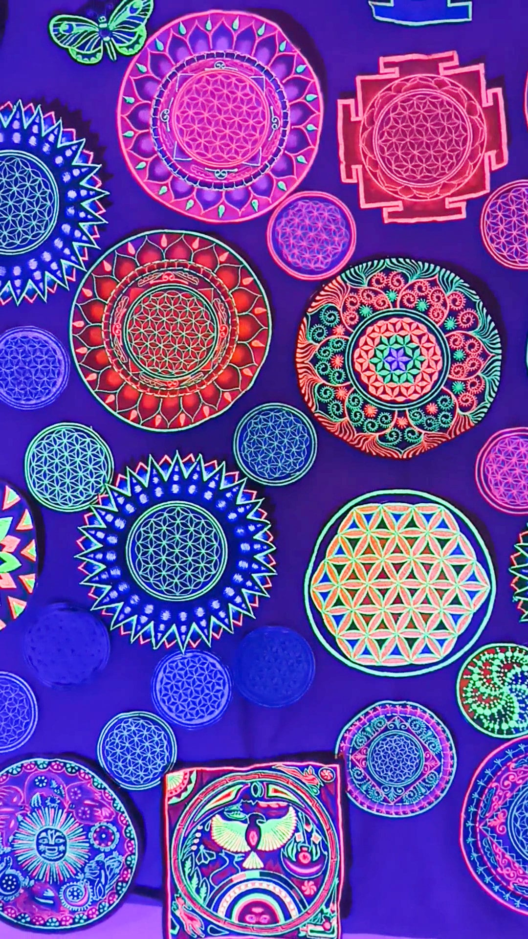 Blue Flower of Life patch small size handmade embroidery sacred geometry Drunvalo Melchizedek Blume des Lebens healing pattern