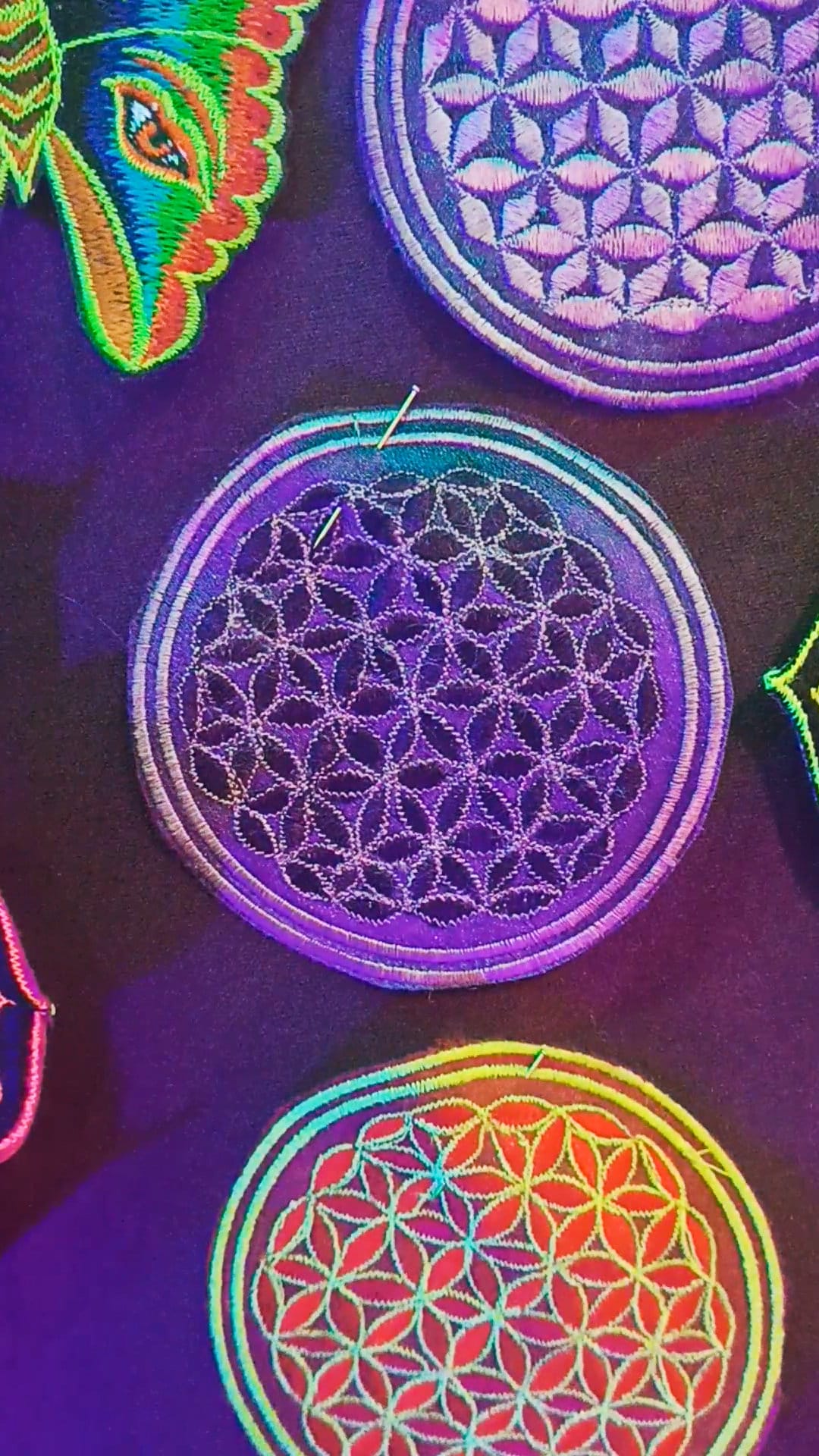 purple flower of life patch lila application small size embroidery for sew on sacred geometry Drunvalo Melchizedek