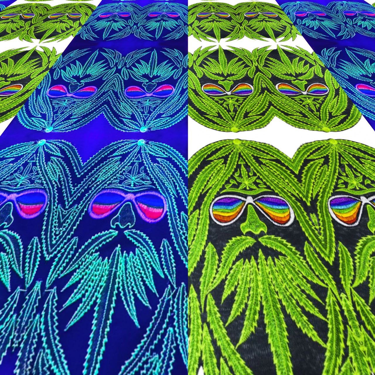 Rainbow Happy Hippie Hemp Spirit Patch with Marihuana Leaves Cannabis Ganja THC Healing Medicine Garcia Kind Friendly Embroidery Rasta Patch