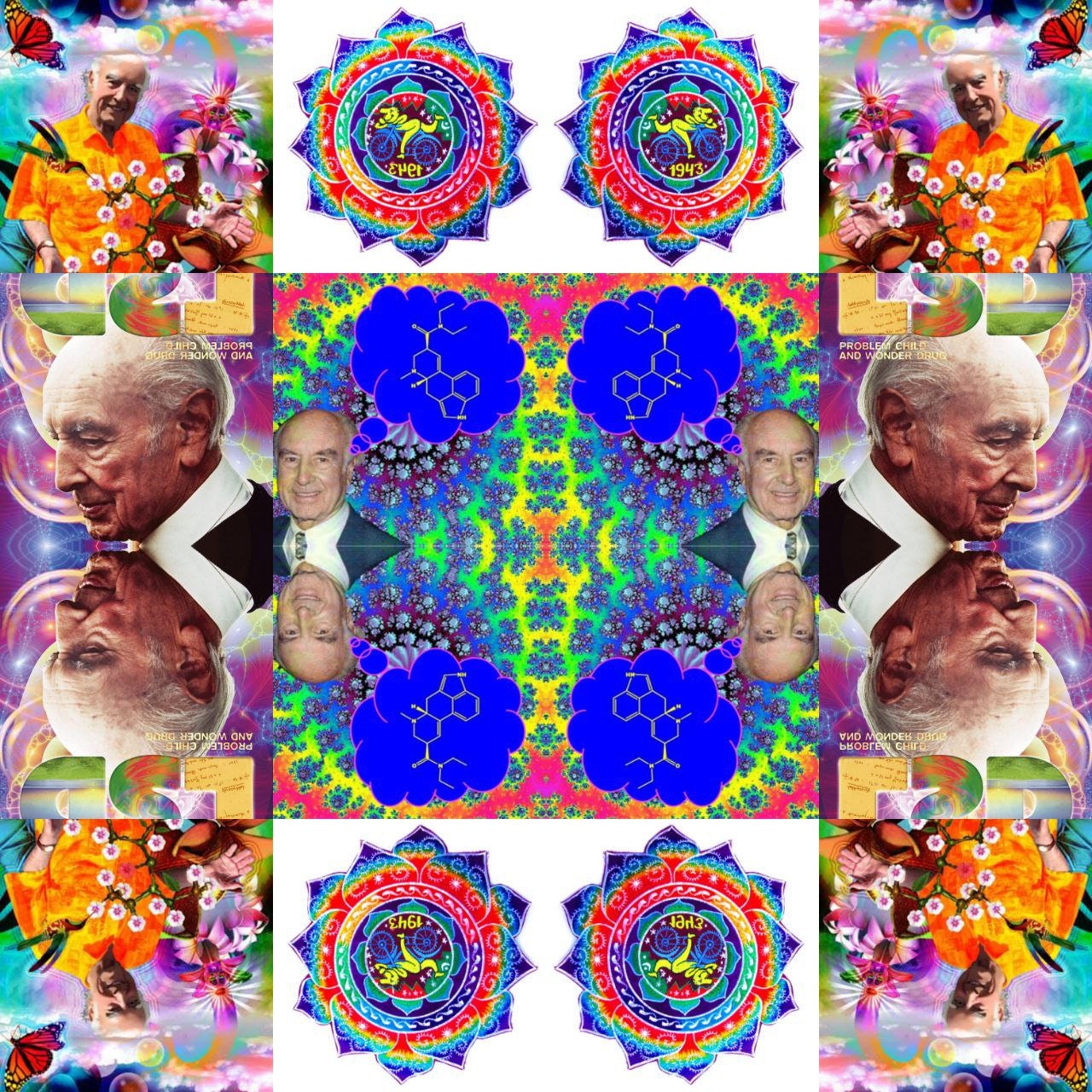 Hofmann LSD Mandala Bicycle Day blacklight rainbow Patch 1943 Psychedelic Fractal Acid Trip Goa Hippie Visionary Medicine Divine Healing