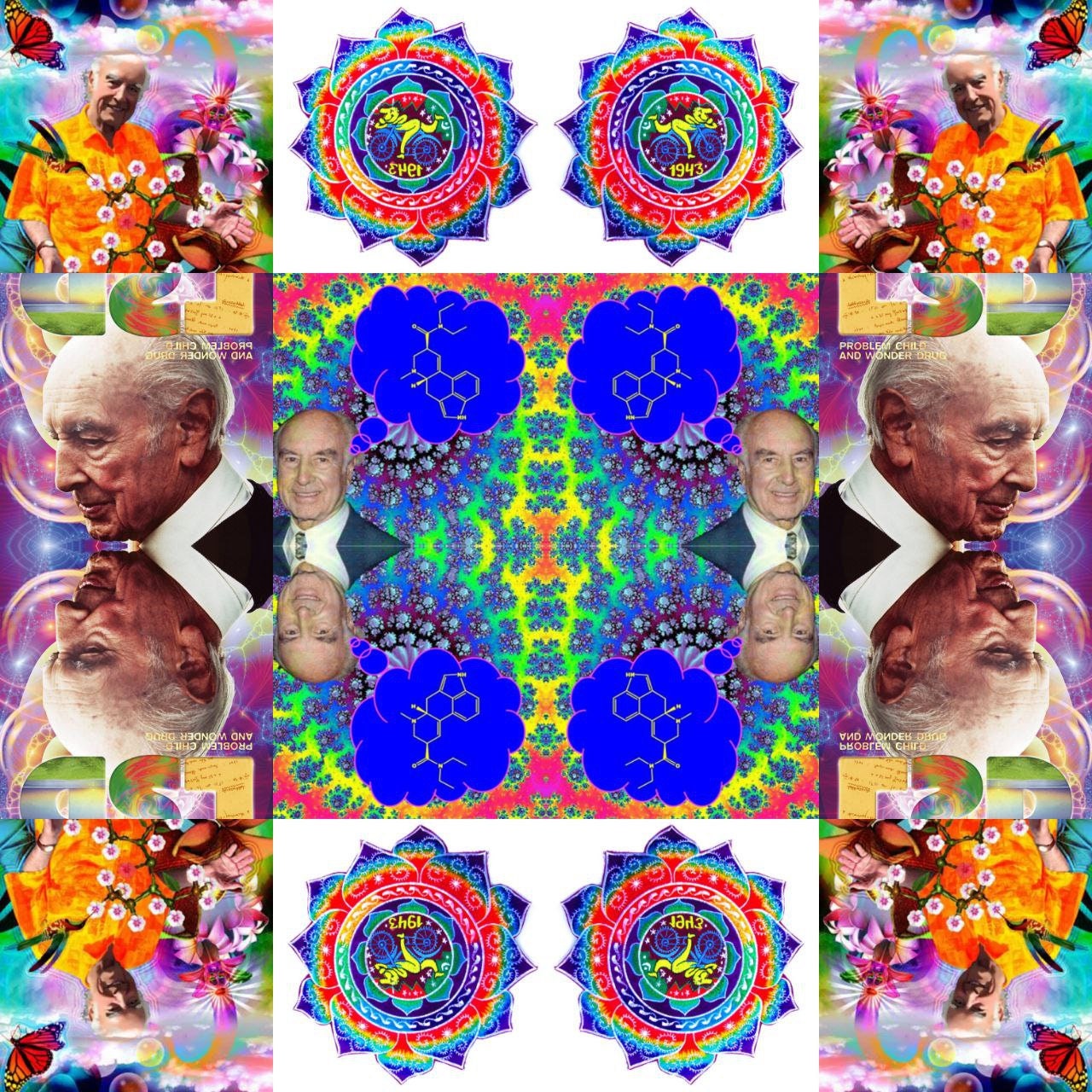 Hofmann LSD Mandala Bicycle Day blacklight rainbow Patch 1943 Psychedelic Fractal Acid Trip Goa Hippie Visionary Medicine Divine Healing