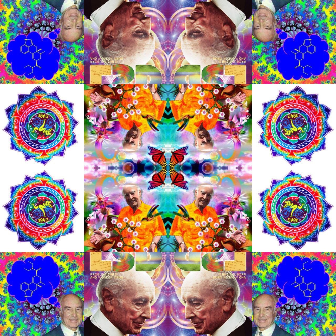 Hofmann LSD Mandala Bicycle Day blacklight rainbow Patch 1943 Psychedelic Fractal Acid Trip Goa Hippie Visionary Medicine Divine Healing