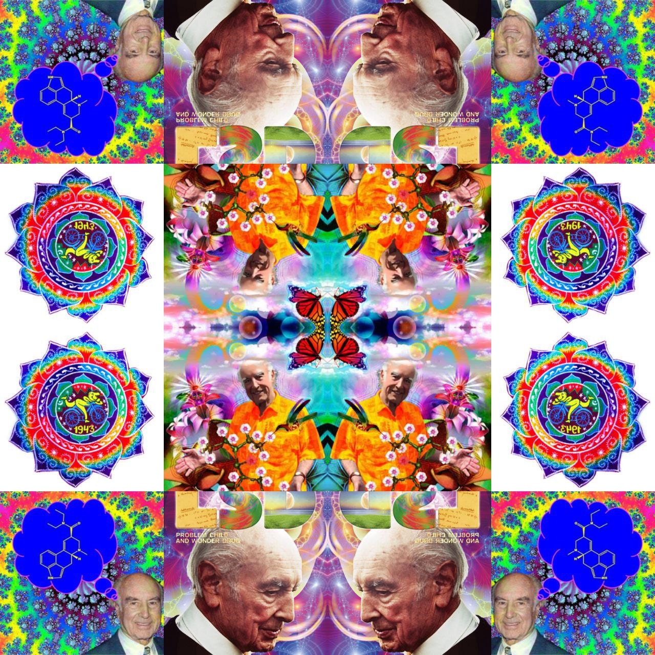 Hofmann LSD Mandala Bicycle Day blacklight rainbow Patch 1943 Psychedelic Fractal Acid Trip Goa Hippie Visionary Medicine Divine Healing