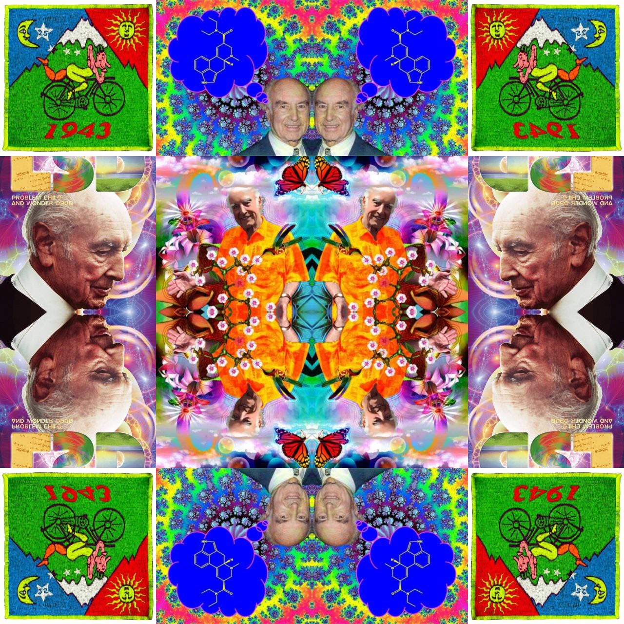 Psychedelic Bicycle Day Albert Hofmann LSD embroidery Patch Hippie Timothy Leary Consciousness expansion Psytrance Goatrance Therapy Healing