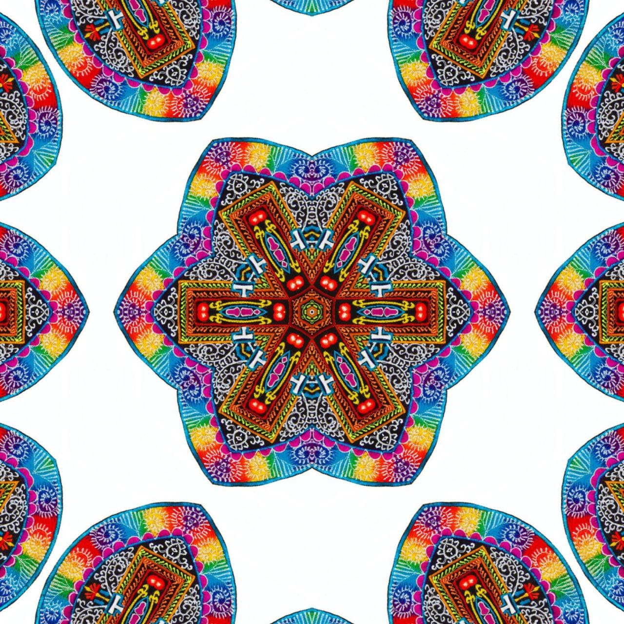 AUM Tankar Mandala Patch handmade Embroidery of Cosmic Music Goa Trance psychedelic Tankar blacklight glowing masterpiece Psytrance Art OM