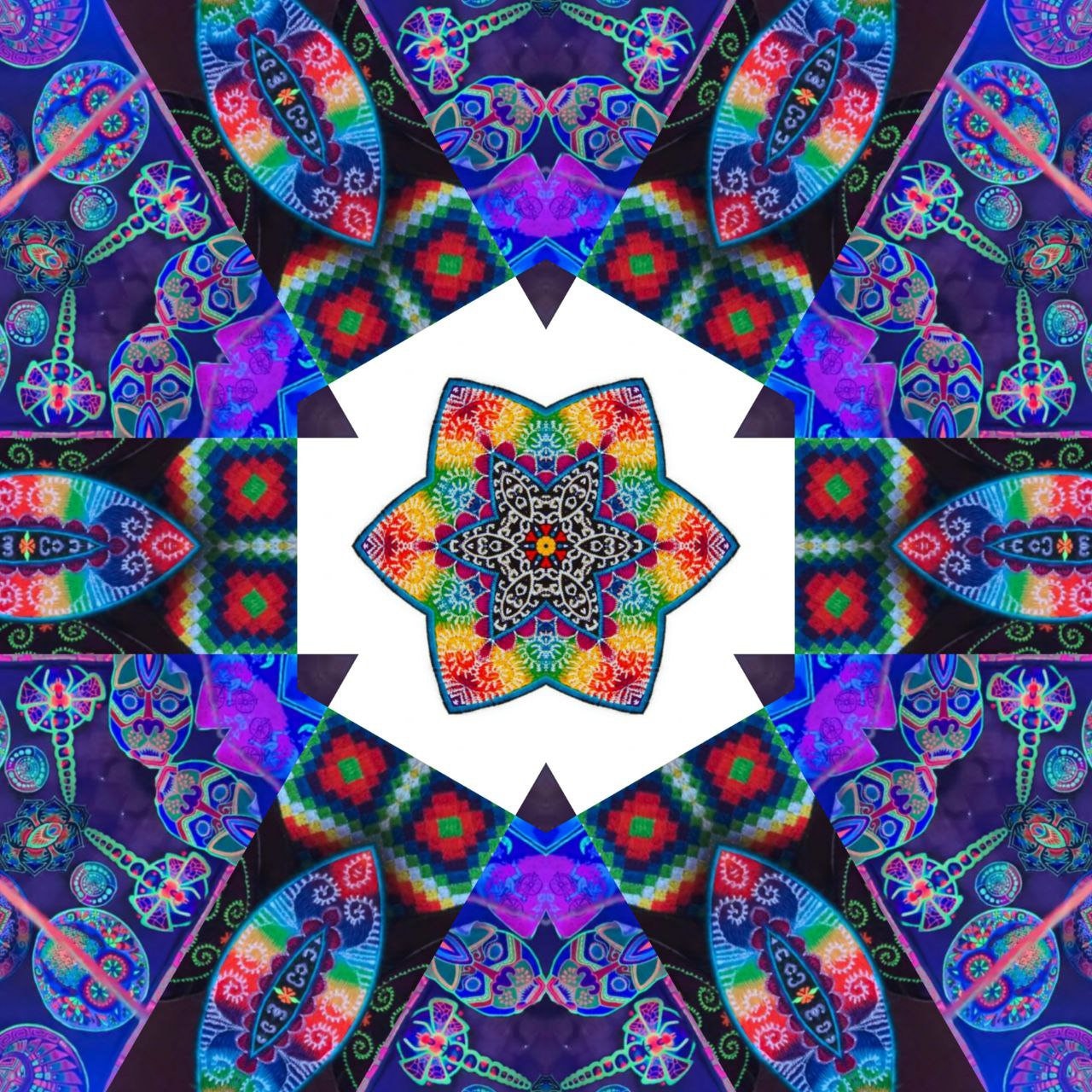 AUM Tankar Mandala Patch handmade Embroidery of Cosmic Music Goa Trance psychedelic Tankar blacklight glowing masterpiece Psytrance Art OM
