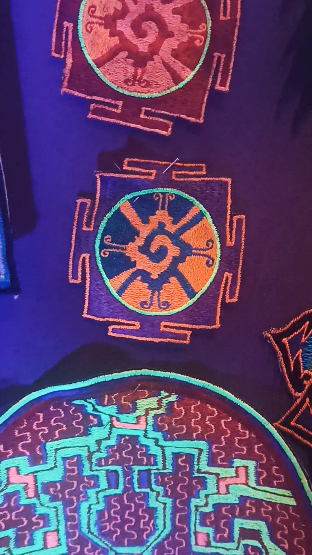 Purple Blue Hunab Ku Small Patch maya mexico aztec indigene ancient symbol