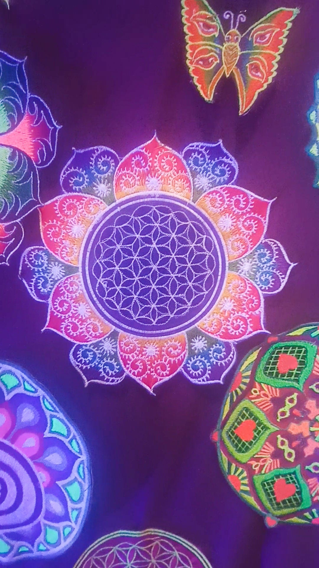 fractal Flower of Life rainbow mandala holy geometry patch sacred art