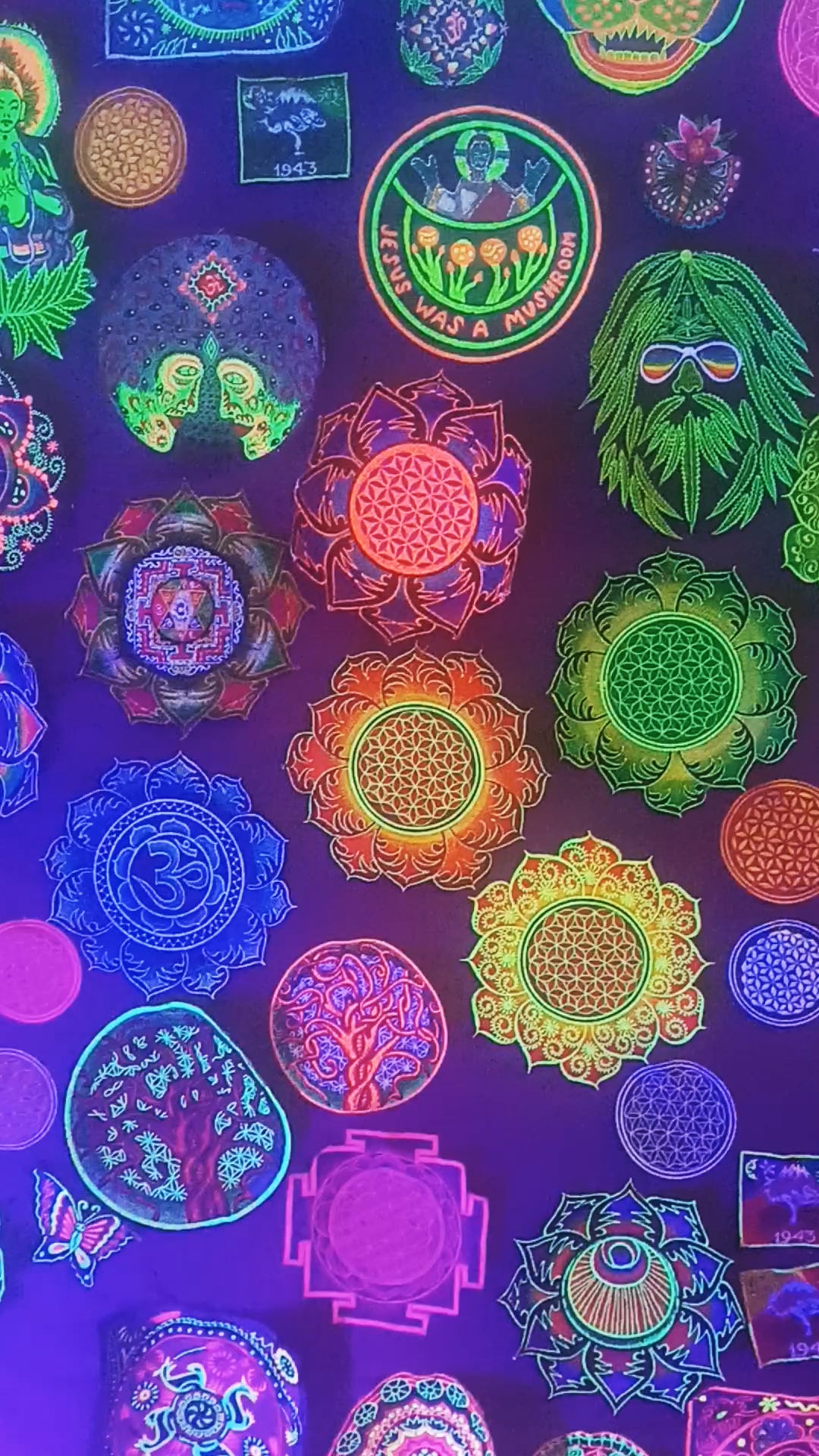 Flower of Life red mandala holy geometry patch sacred art
