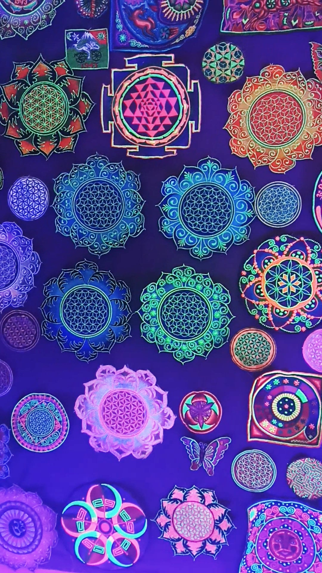 blue Flower of Life mandala holy geometry patch sacred art