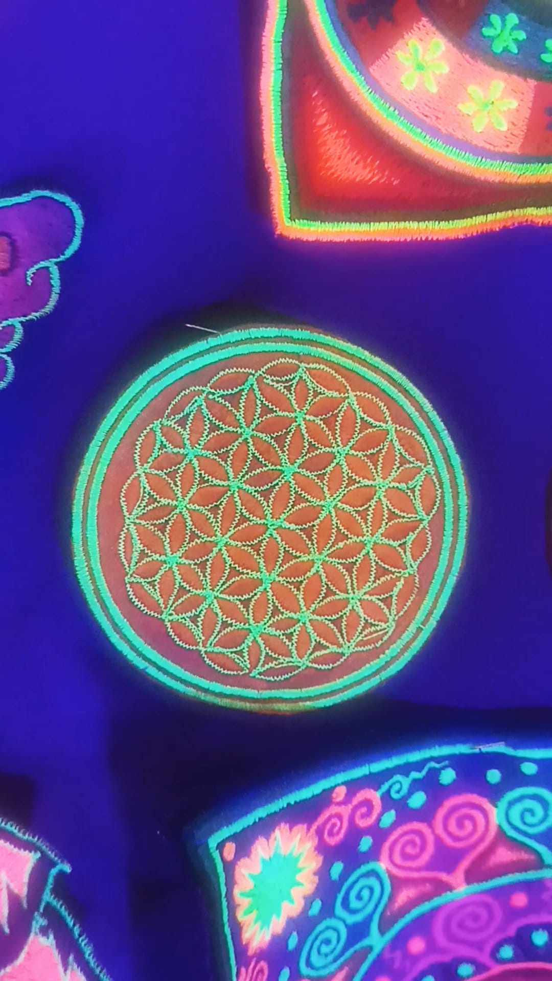 orange yellow flower of life patch small size with variations