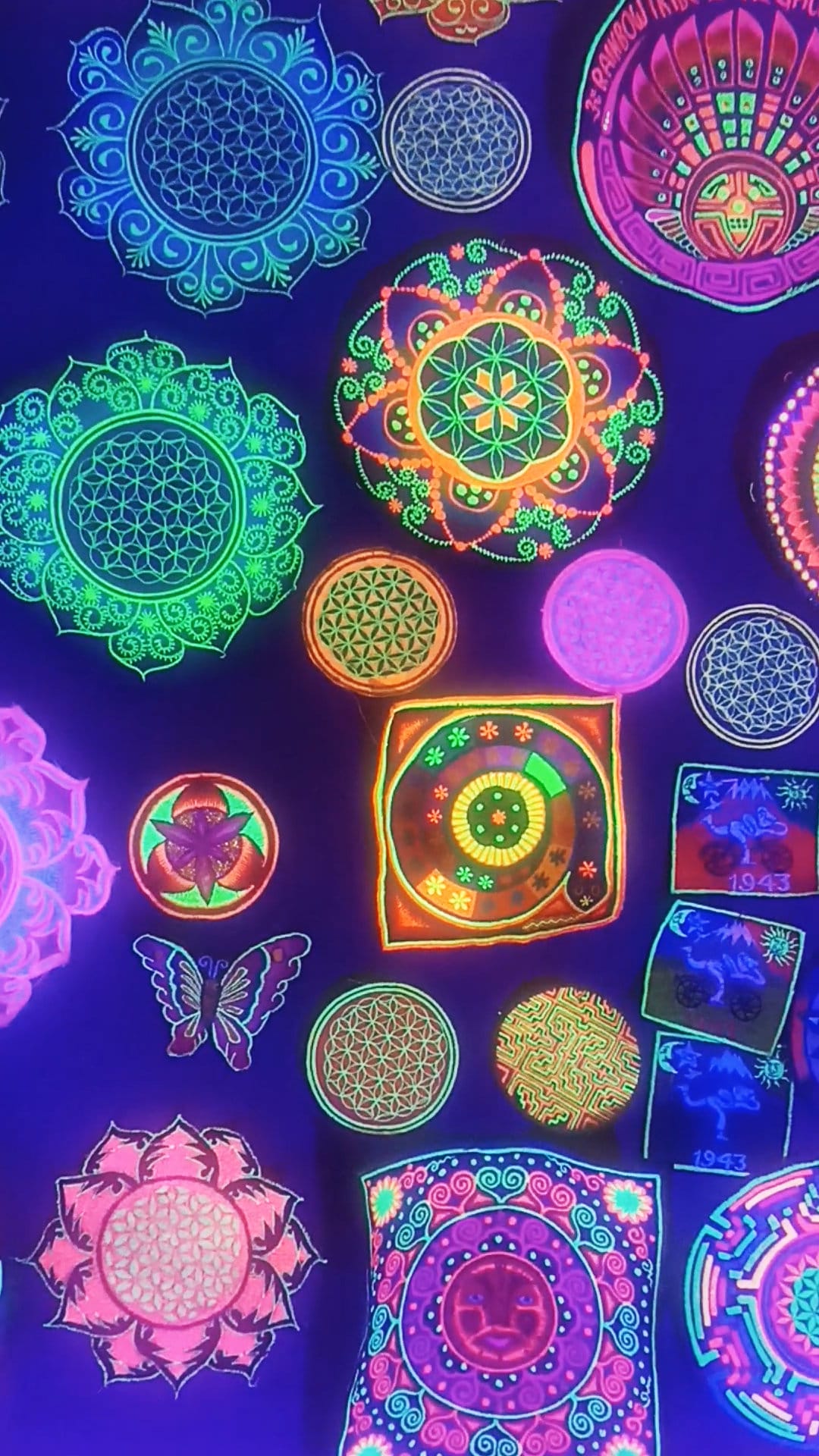 orange yellow flower of life patch small size with variations